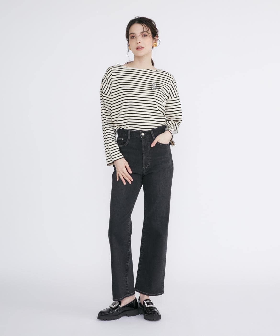 Maglie le cassetto「《Maglie Jeans》ハイウエストセミワイドジーンズ」|デニム|