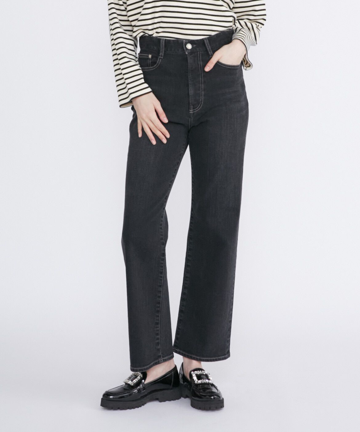 Maglie le cassetto「《Maglie Jeans》ハイウエストセミワイドジーンズ」|デニム|