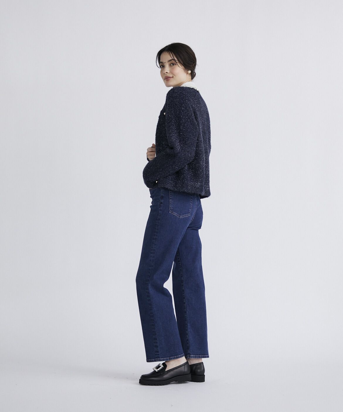 Maglie le cassetto「《Maglie Jeans》ハイウエストセミワイドジーンズ」|デニム|