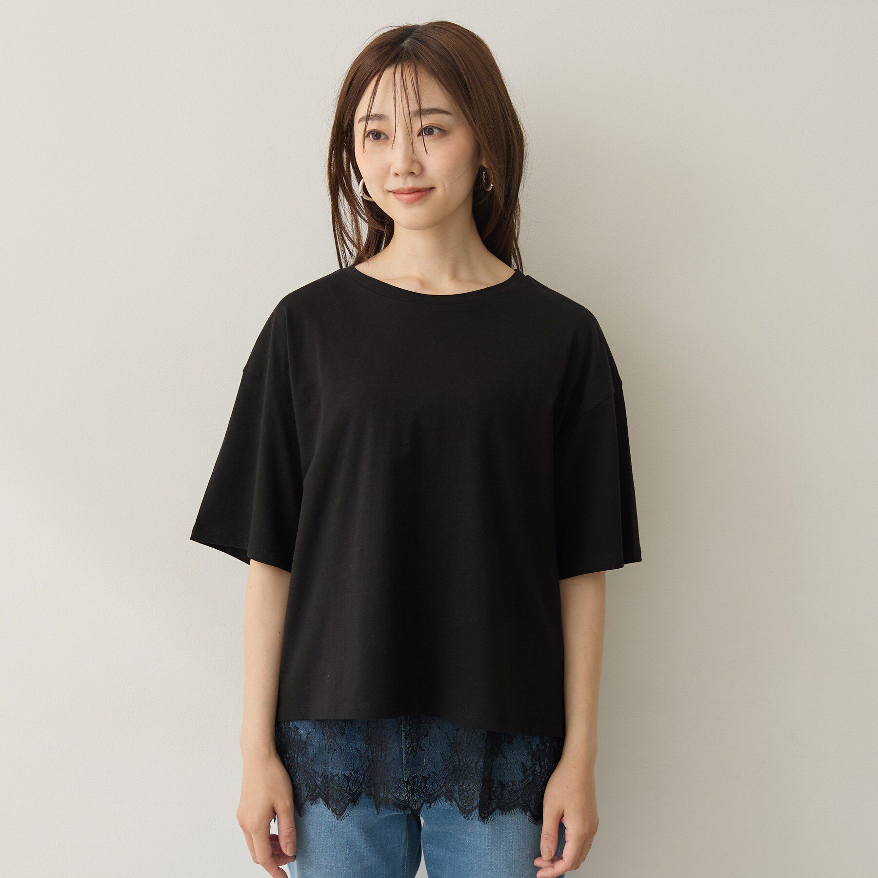 UNTITLED「【1枚でもセットでも】レースキャミ付きプルオーバー」|Tシャツ・カットソー|