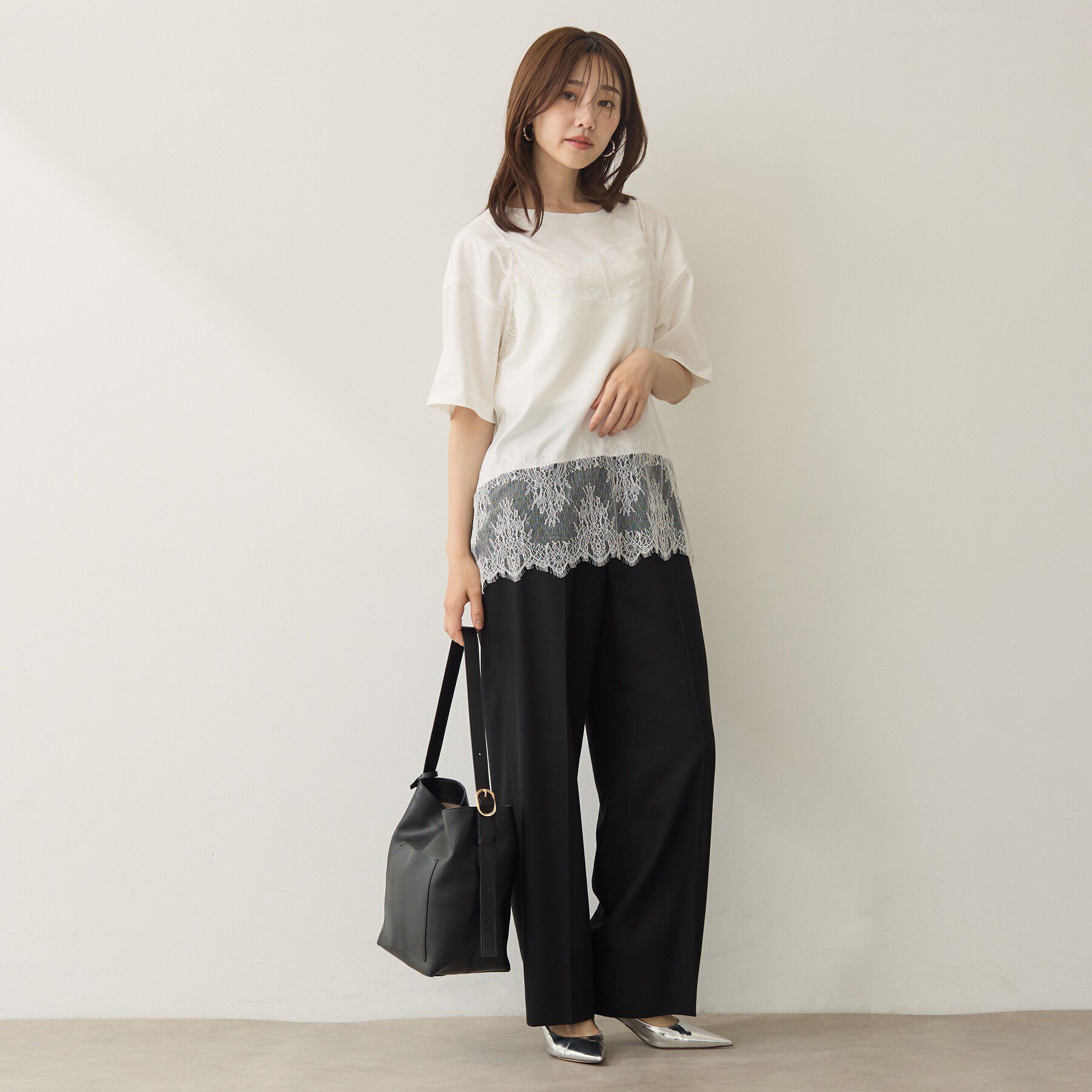 UNTITLED「【1枚でもセットでも】レースキャミ付きプルオーバー」|Tシャツ・カットソー|