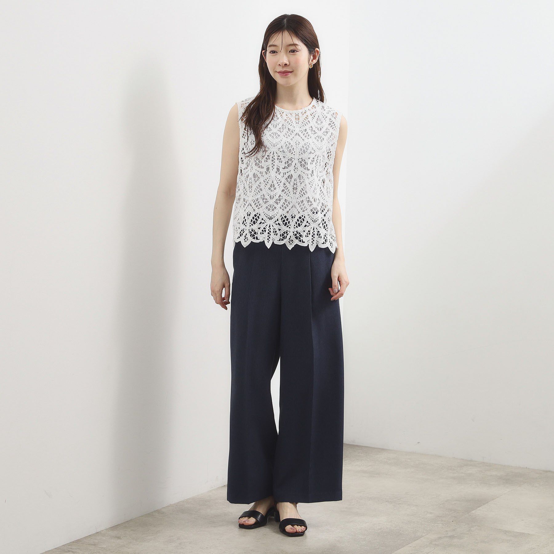grove「【2点SET・二の腕カバー】レースベスト&times;シアーブラウスSET」|シャツ・ブラウス|