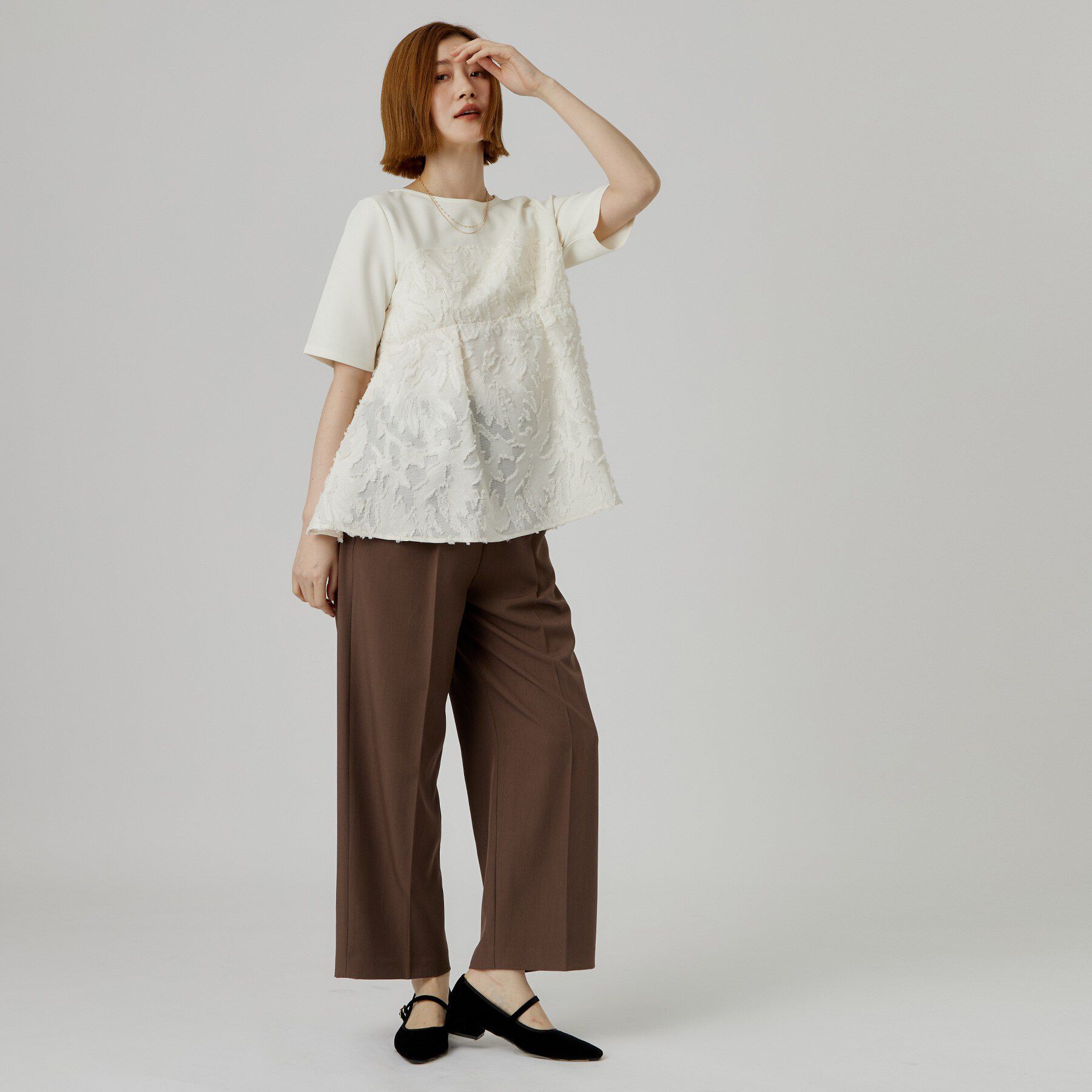 grove「【着映え◎・体系カバー】ジャカードドッキングカットソー」|Tシャツ・カットソー|