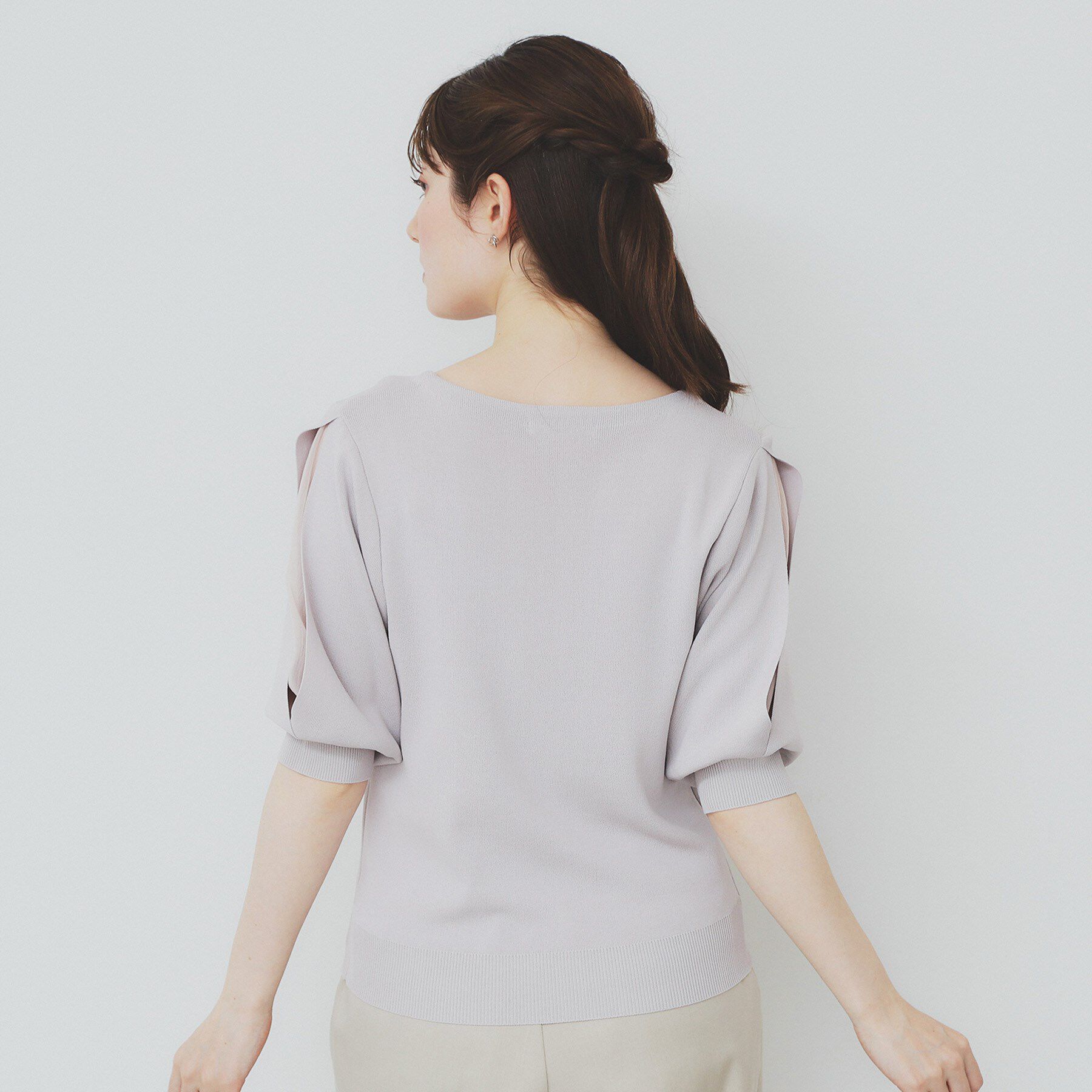 index「《6色展開／XS-LLサイズ》ドライタッチ デザインスリーブニット【洗濯機洗い可／接触冷感／抗ピル】」|ニット・セーター|