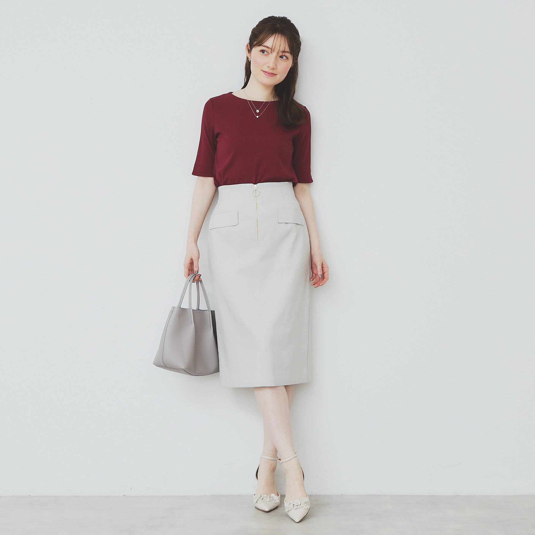 index「《7色展開／XS-LLサイズ》ボートネックリブトップス【UV／洗濯機洗い可】」|Tシャツ・カットソー|