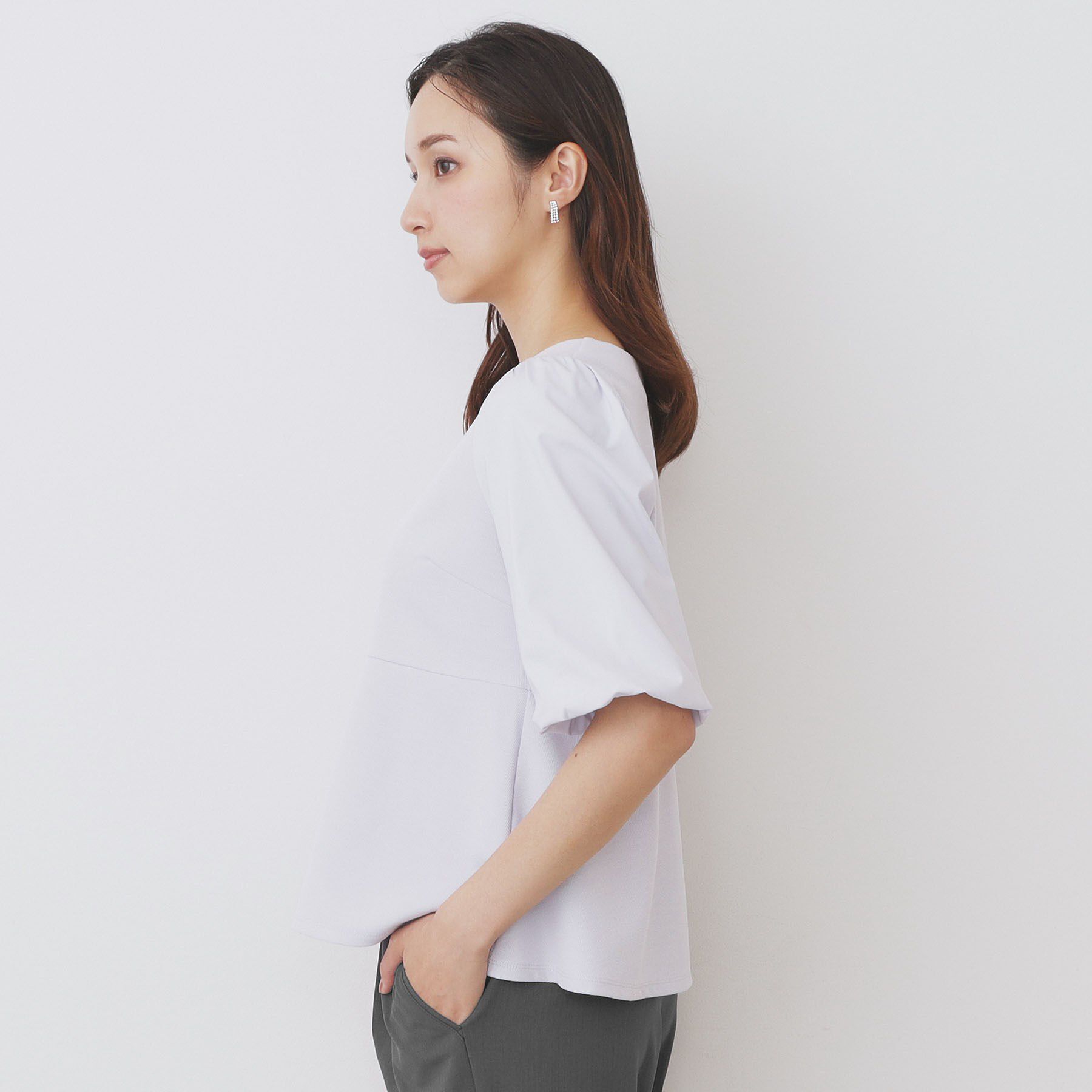 index「《S-LLサイズ》バルーンスリーブペプラムトップス【洗濯機洗い可／接触冷感／UVケア】」|Tシャツ・カットソー|