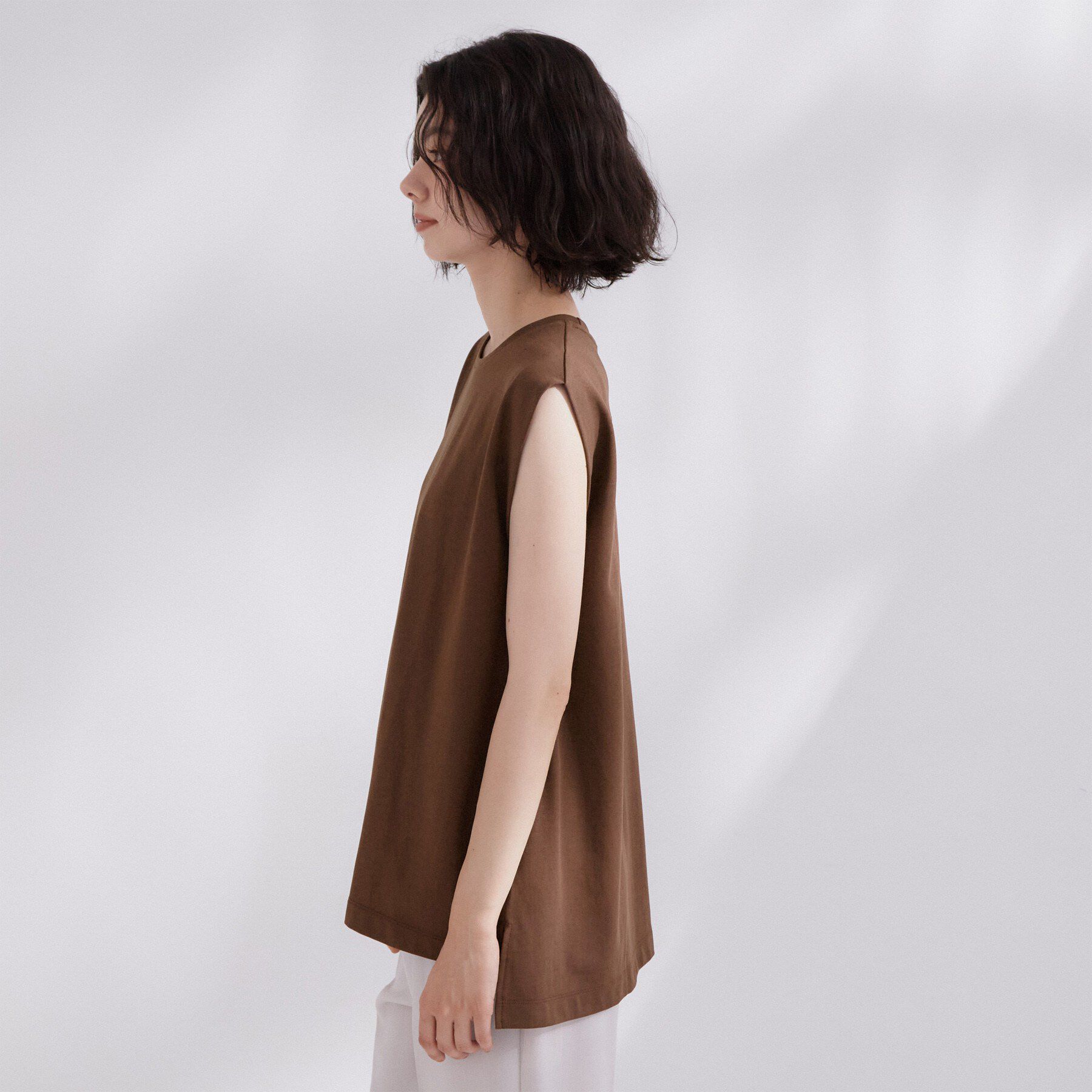 OPAQUE.CLIP「【UV／接触冷感】スーパーアイス ノースリーブカットソー《洗濯機OK》」|Tシャツ・カットソー|