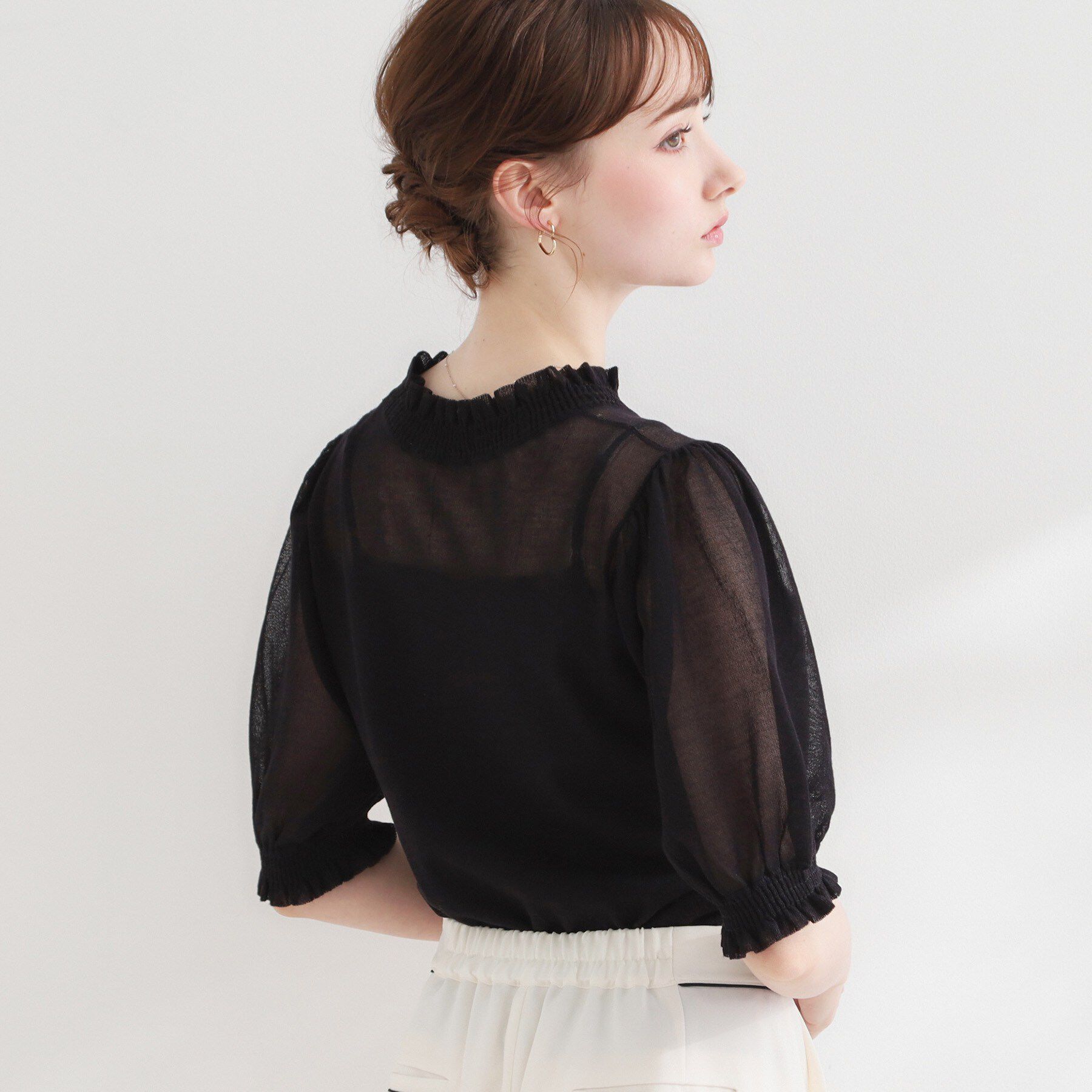 Couture broach「【洗える】LEVITAシャーリング サマーニット」|ニット・セーター|