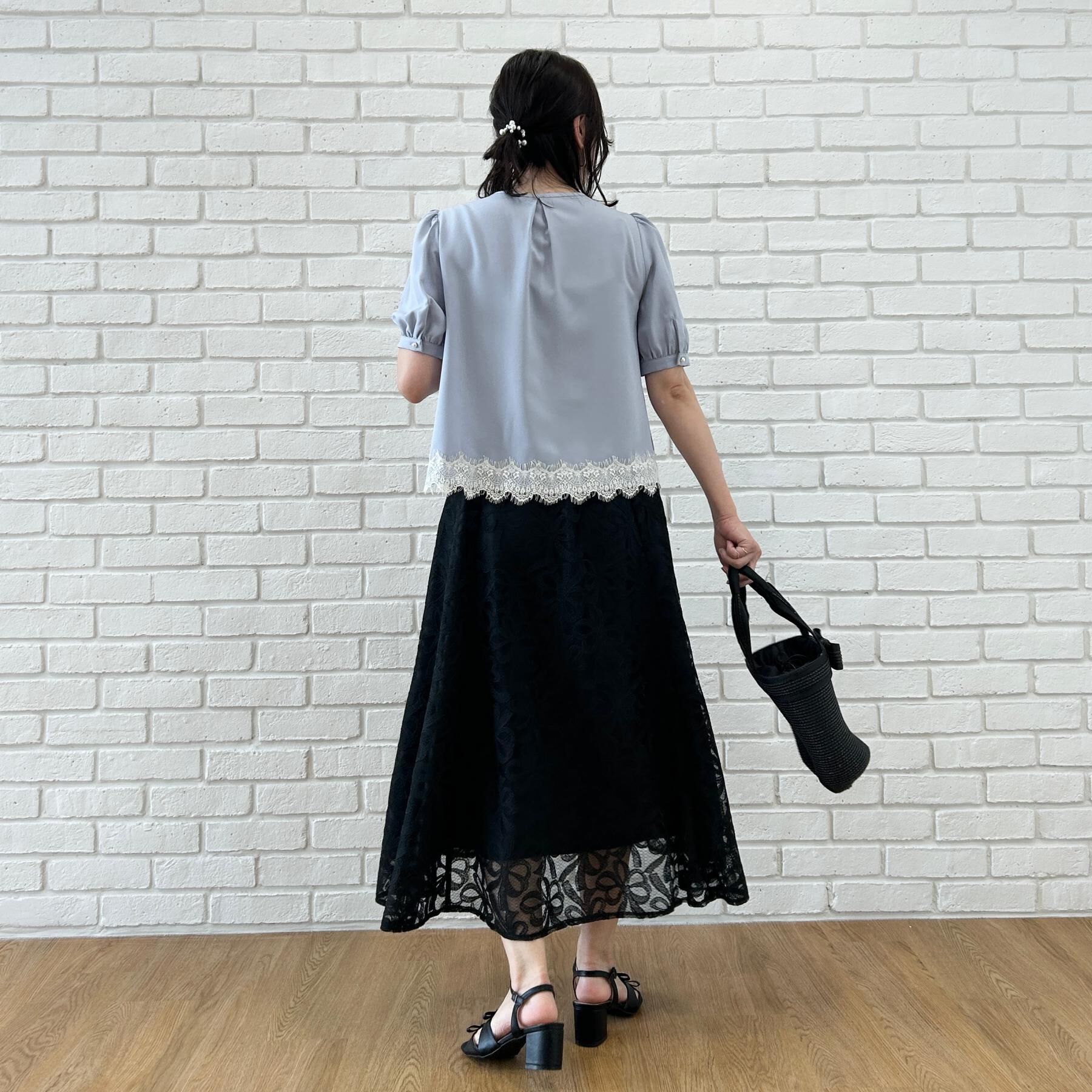 Couture broach「【洗える】リボン エンブロ スカート」|スカート|