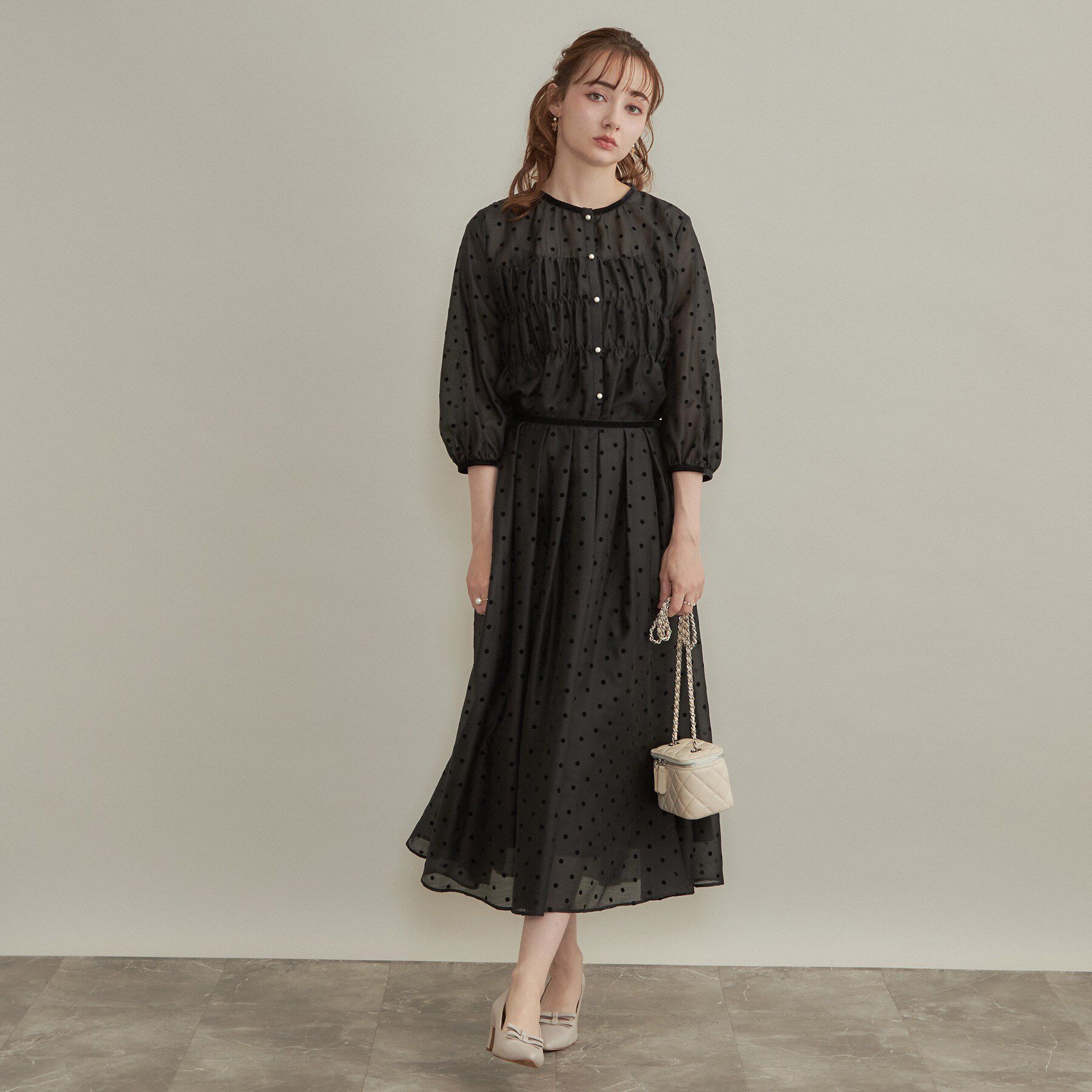 Couture broach「【セットアップ可・着映えて上品】フロッキードットスカート」|スカート|