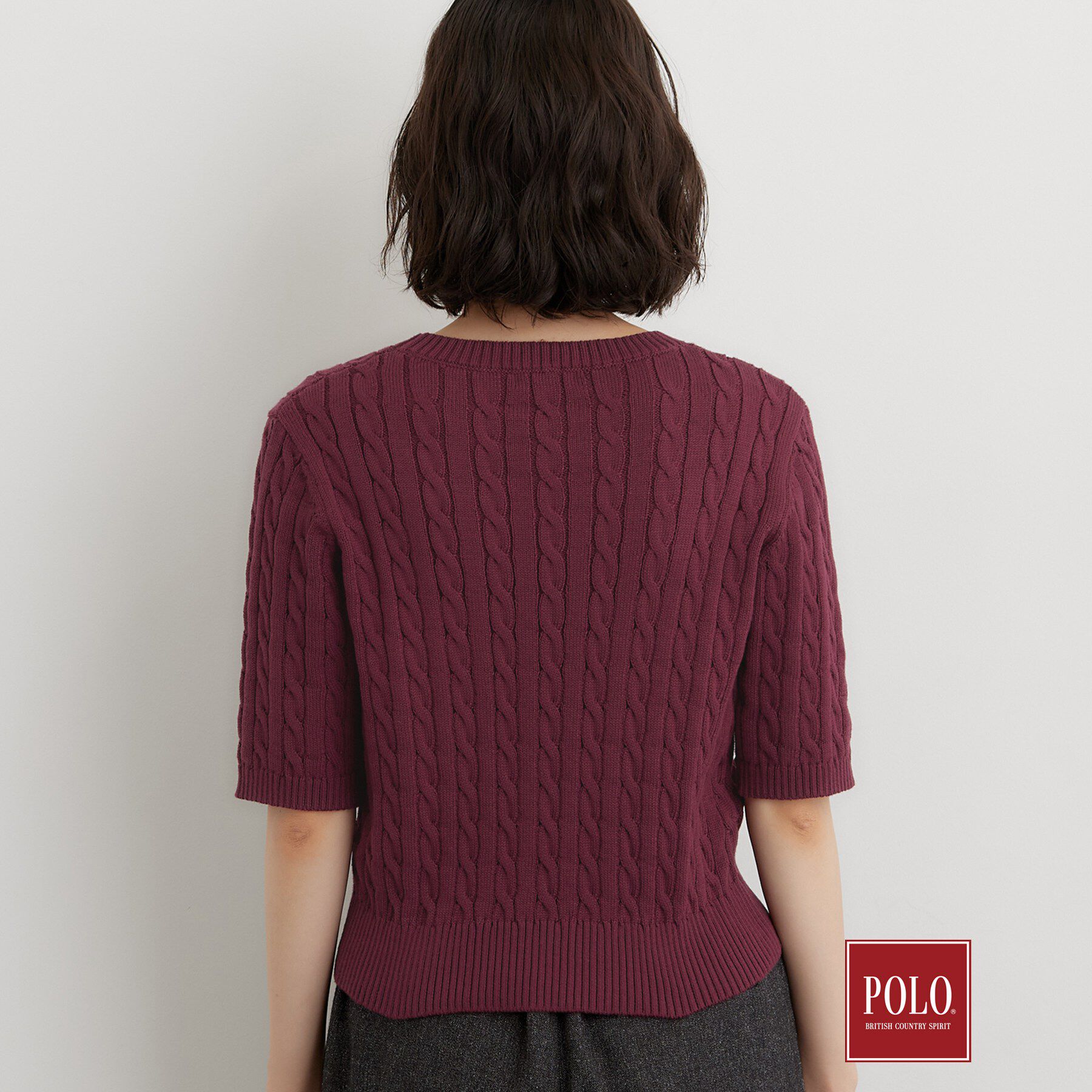THE SHOP TK「POLO BCS/ケーブル半袖ニット」|ニット・セーター|