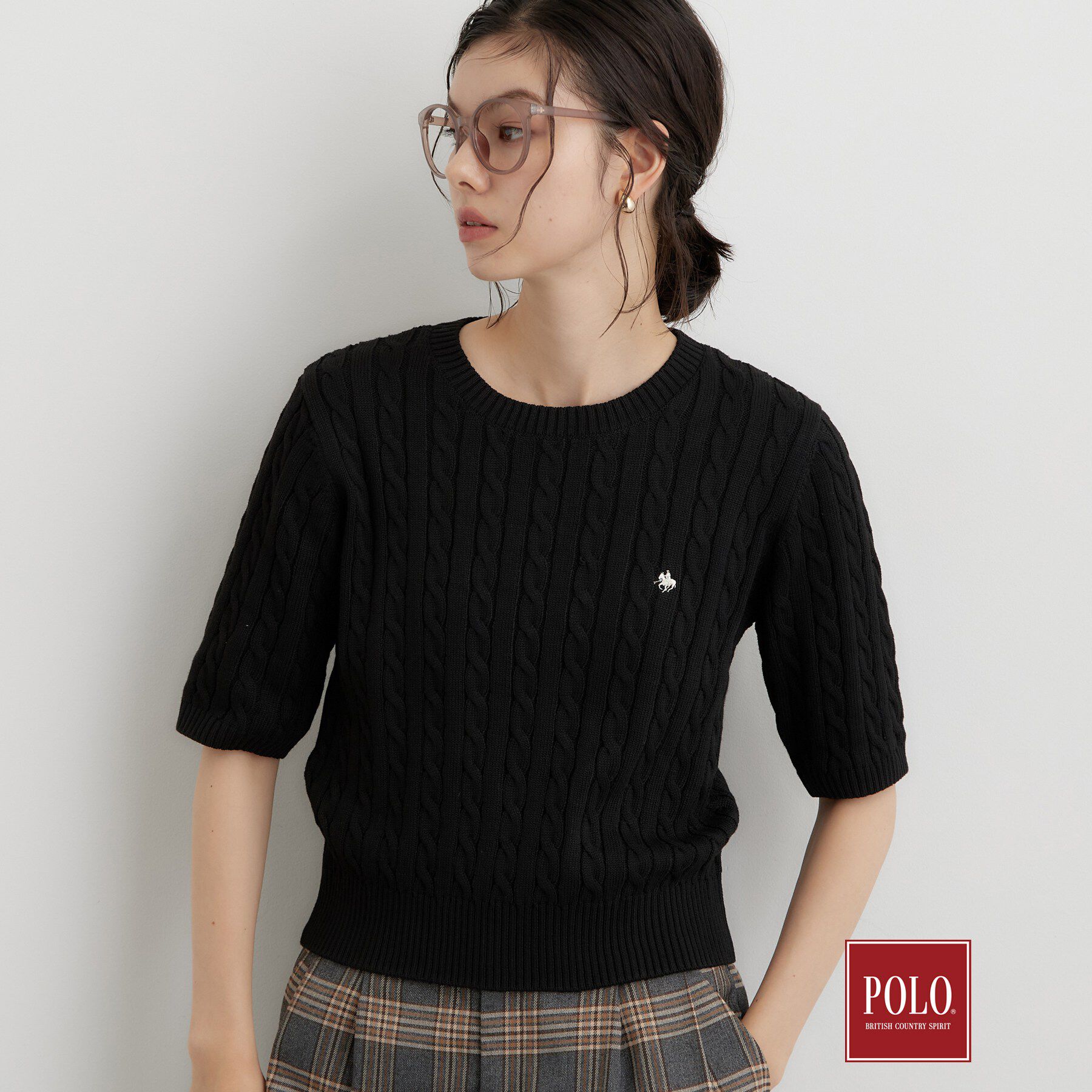 THE SHOP TK「POLO BCS/ケーブル半袖ニット」|ニット・セーター|