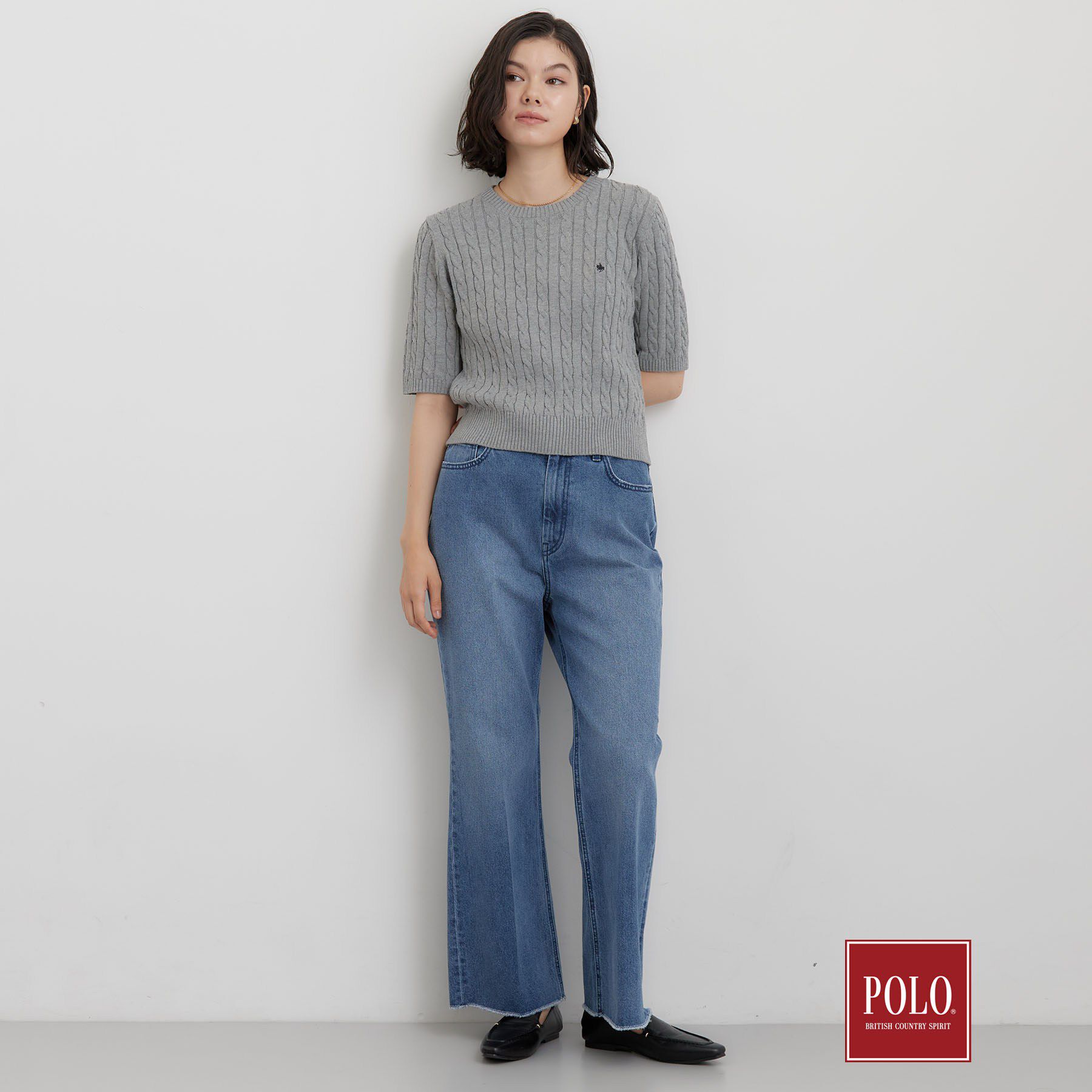 THE SHOP TK「POLO BCS/ケーブル半袖ニット」|ニット・セーター|