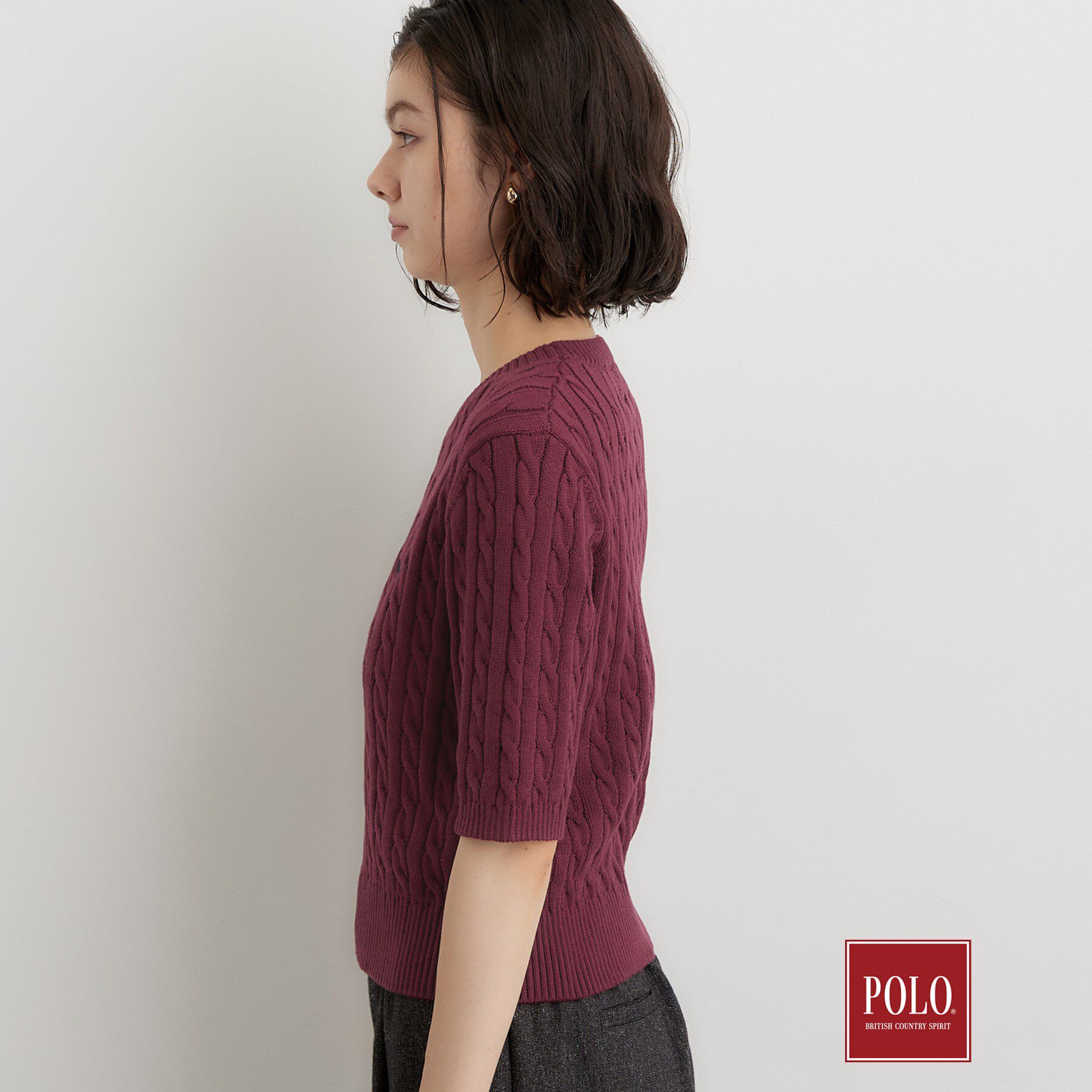 THE SHOP TK「POLO BCS/ケーブル半袖ニット」|ニット・セーター|