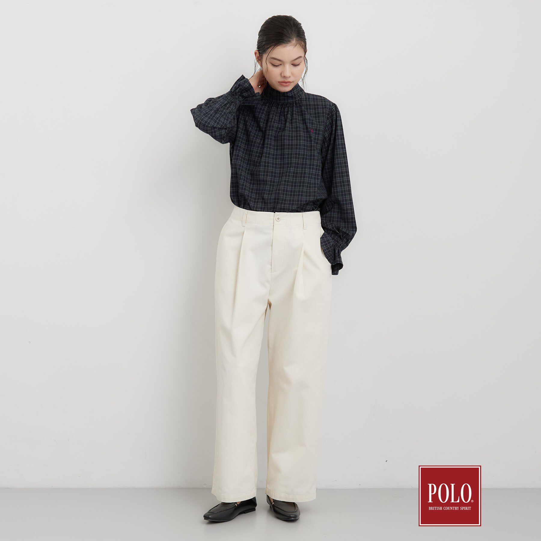 THE SHOP TK「POLO BCS/チェックスカーフ付きブラウス」|シャツ・ブラウス|