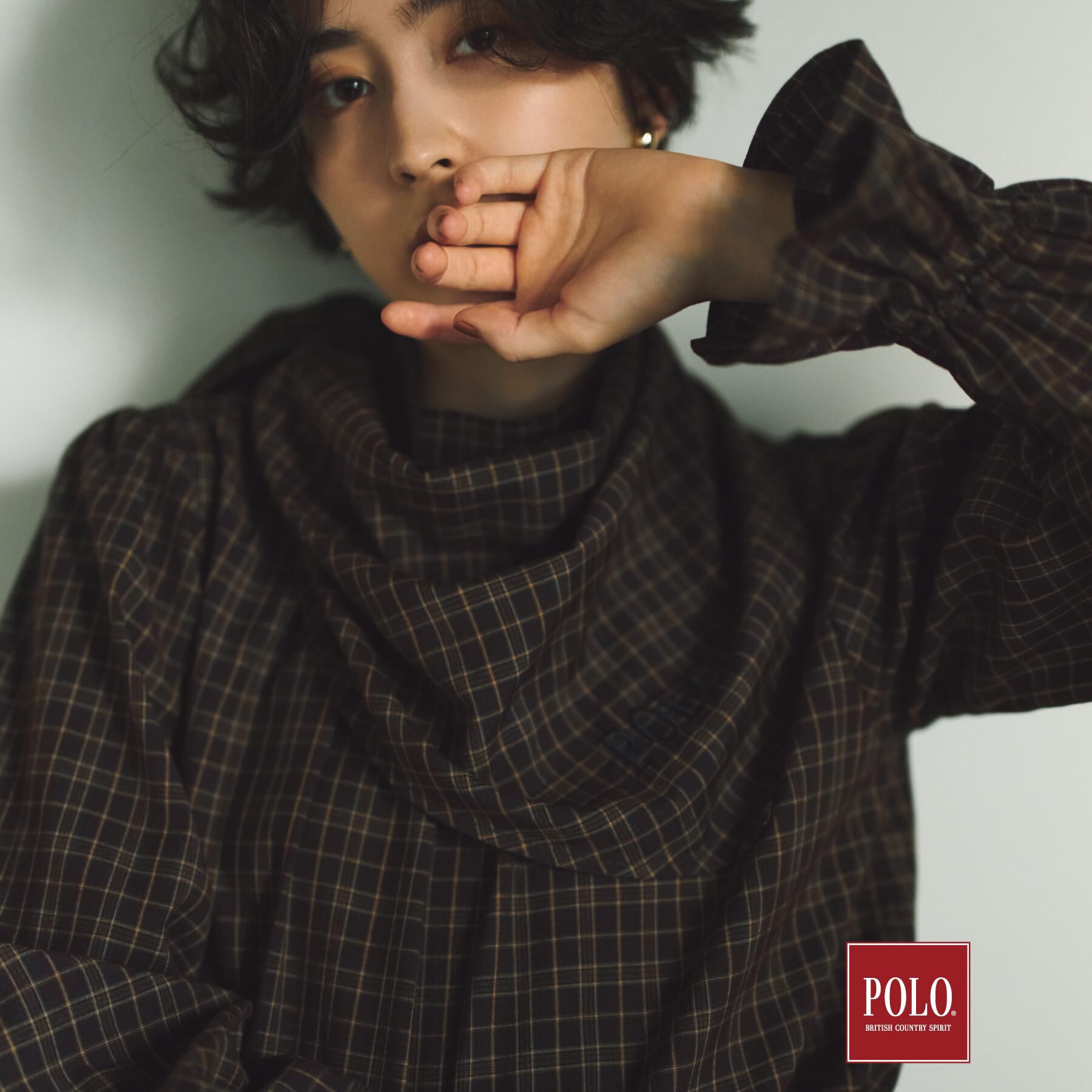 THE SHOP TK「POLO BCS/チェックスカーフ付きブラウス」|シャツ・ブラウス|