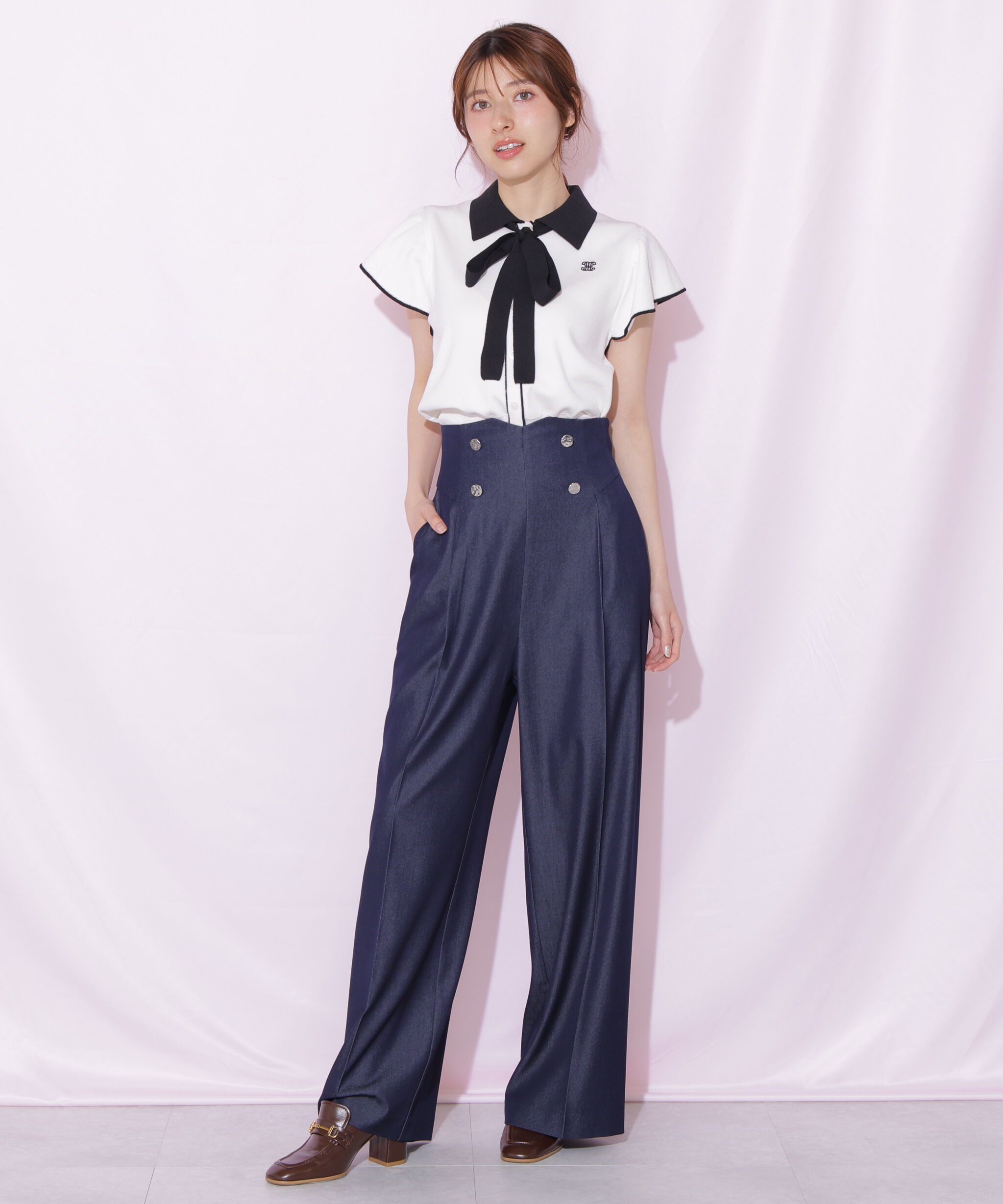  「ビスチェディテールワイドパンツ」|その他|ネイビー