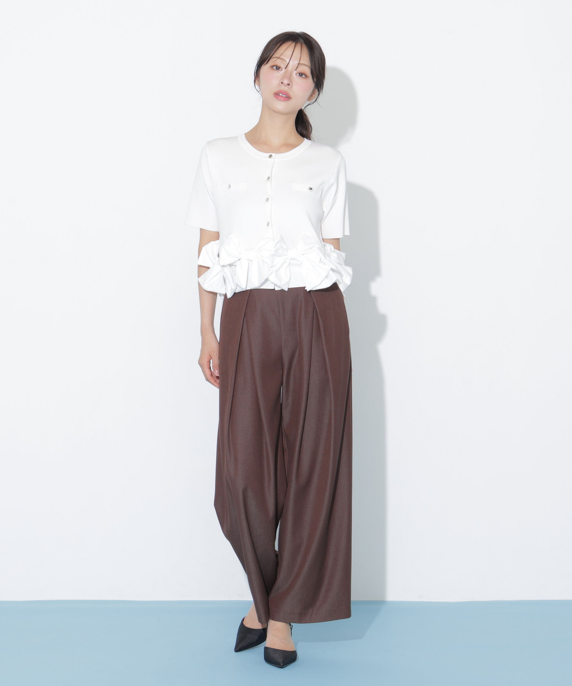  「合皮ベルト付ワイドパンツ」|その他|