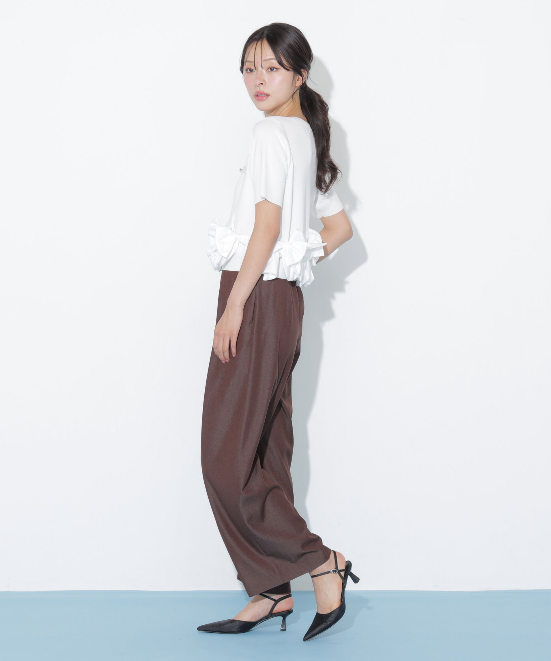  「合皮ベルト付ワイドパンツ」|その他|