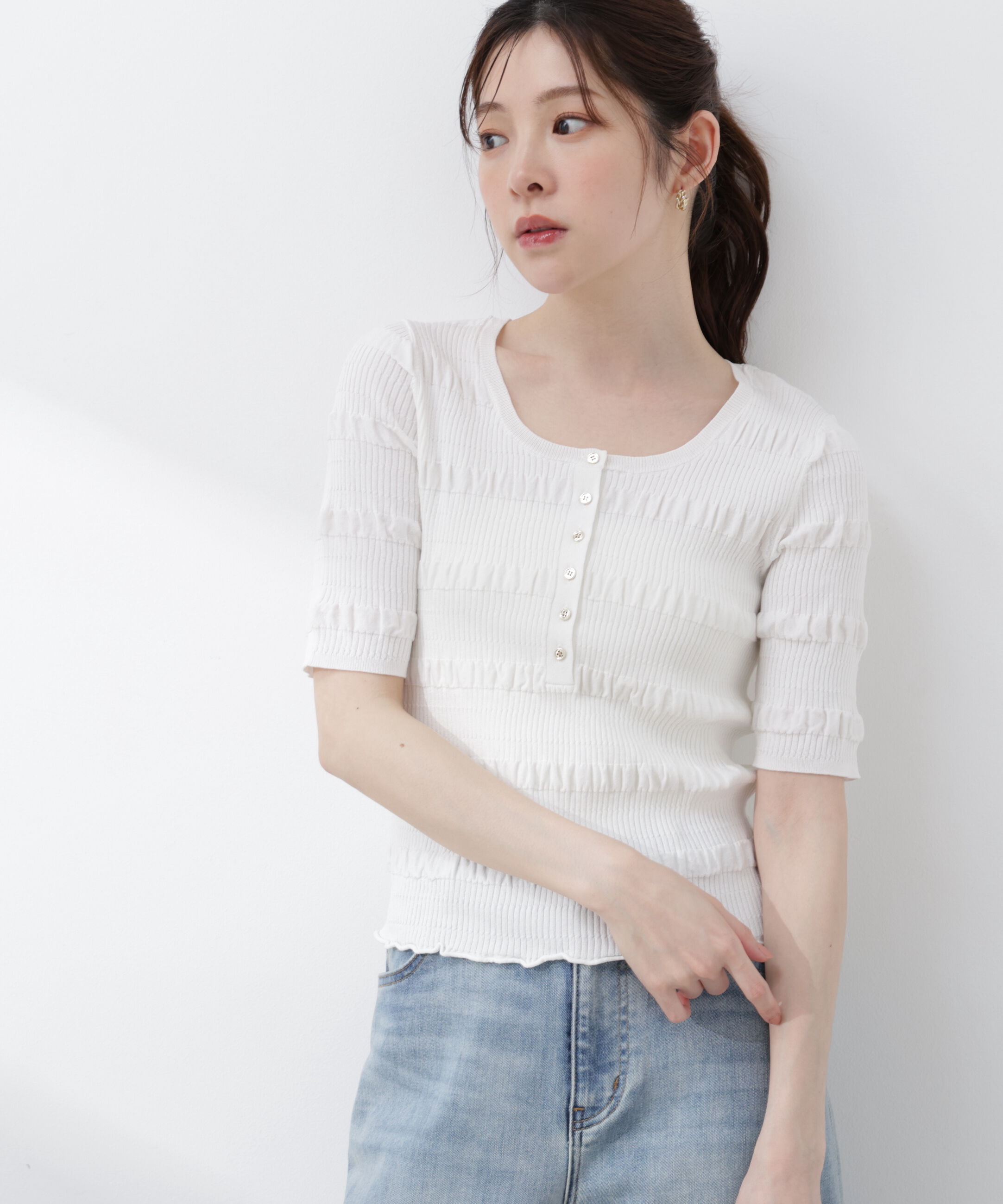 PROPORTION BODY DRESSING「〈a/mie〉変形リブニット 26SS」|カーディガン|
