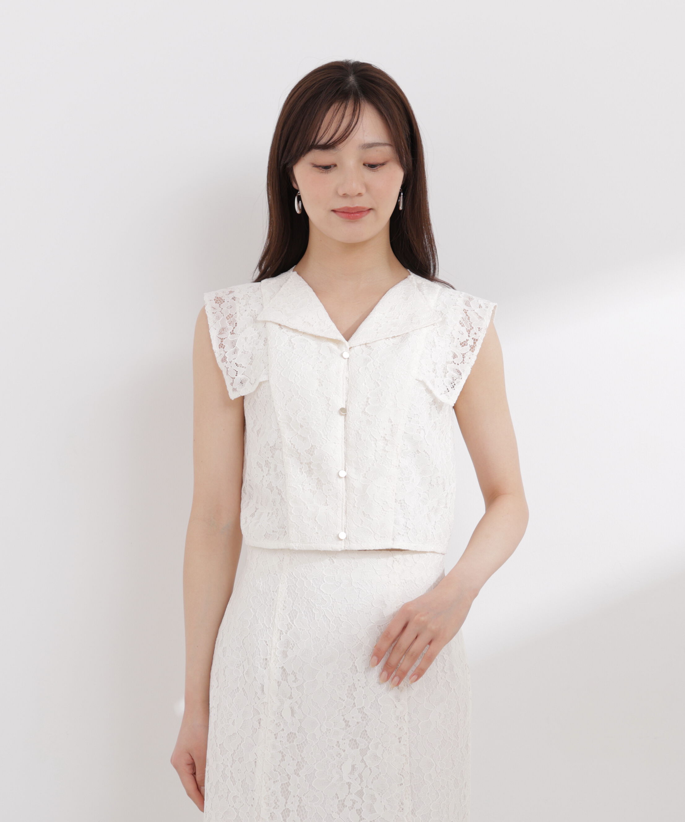 PROPORTION BODY DRESSING「衿付きレースブラウス 26SS」|シャツ・ブラウス|