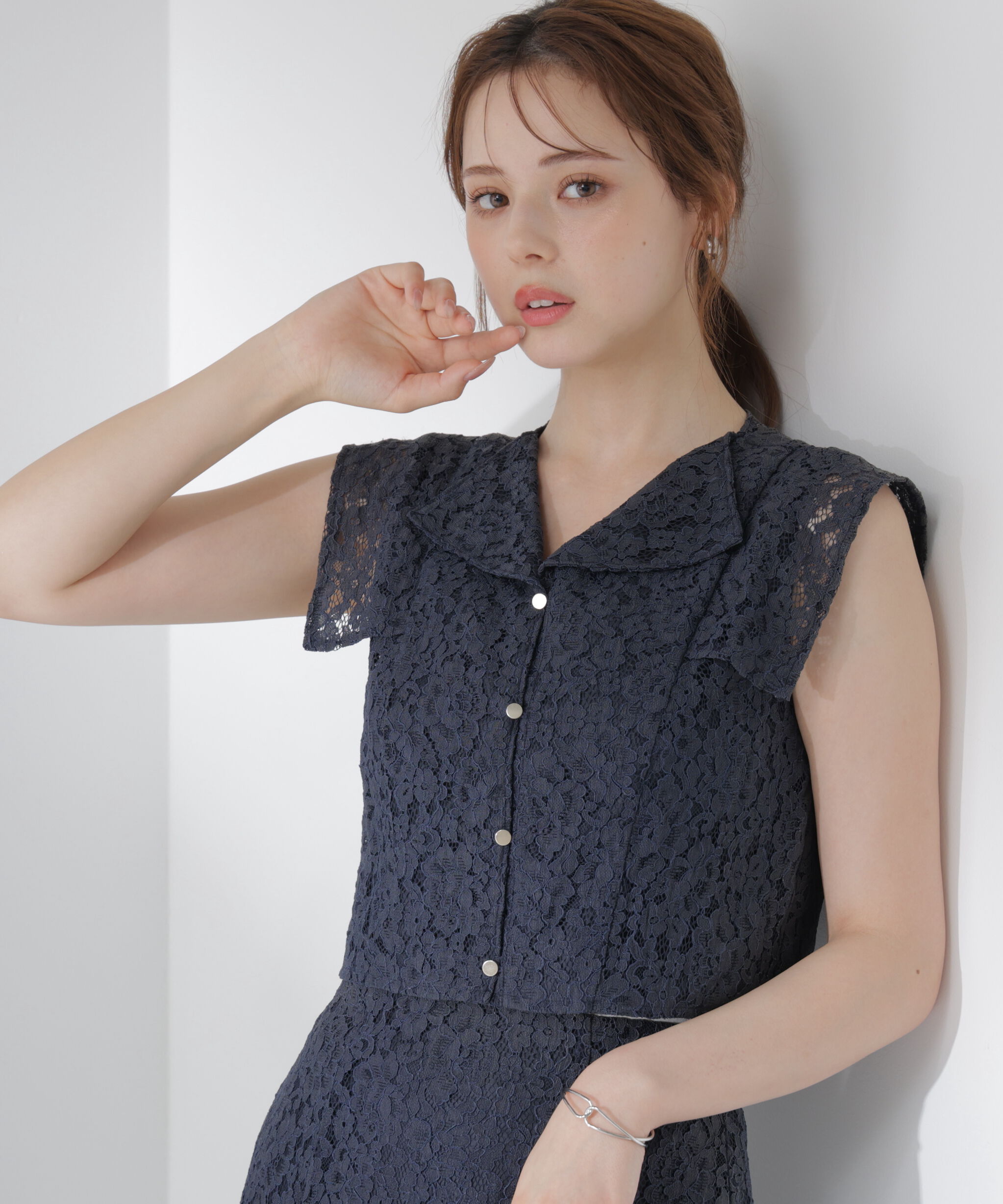PROPORTION BODY DRESSING「衿付きレースブラウス 26SS」|シャツ・ブラウス|
