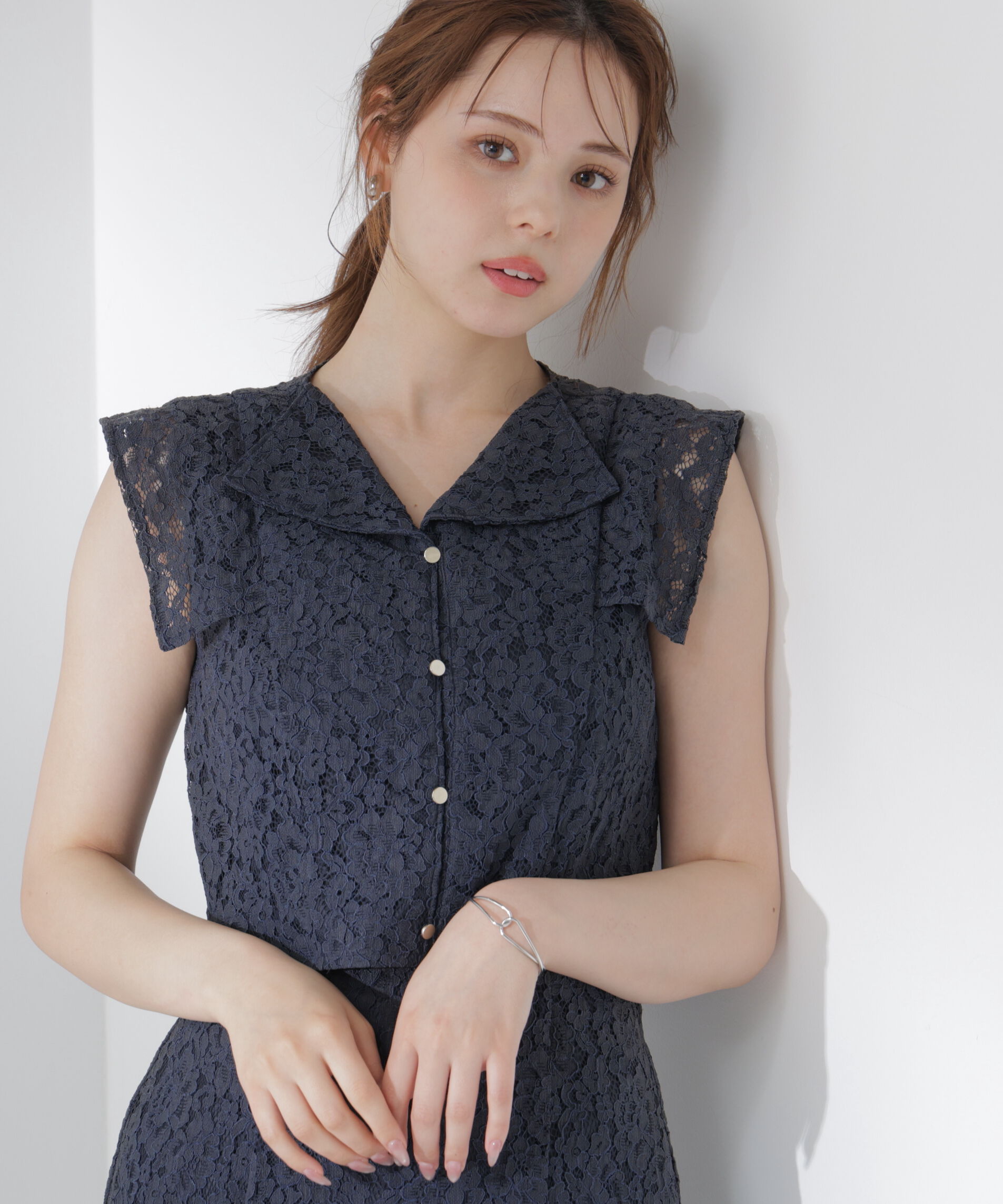 PROPORTION BODY DRESSING「衿付きレースブラウス 26SS」|シャツ・ブラウス|