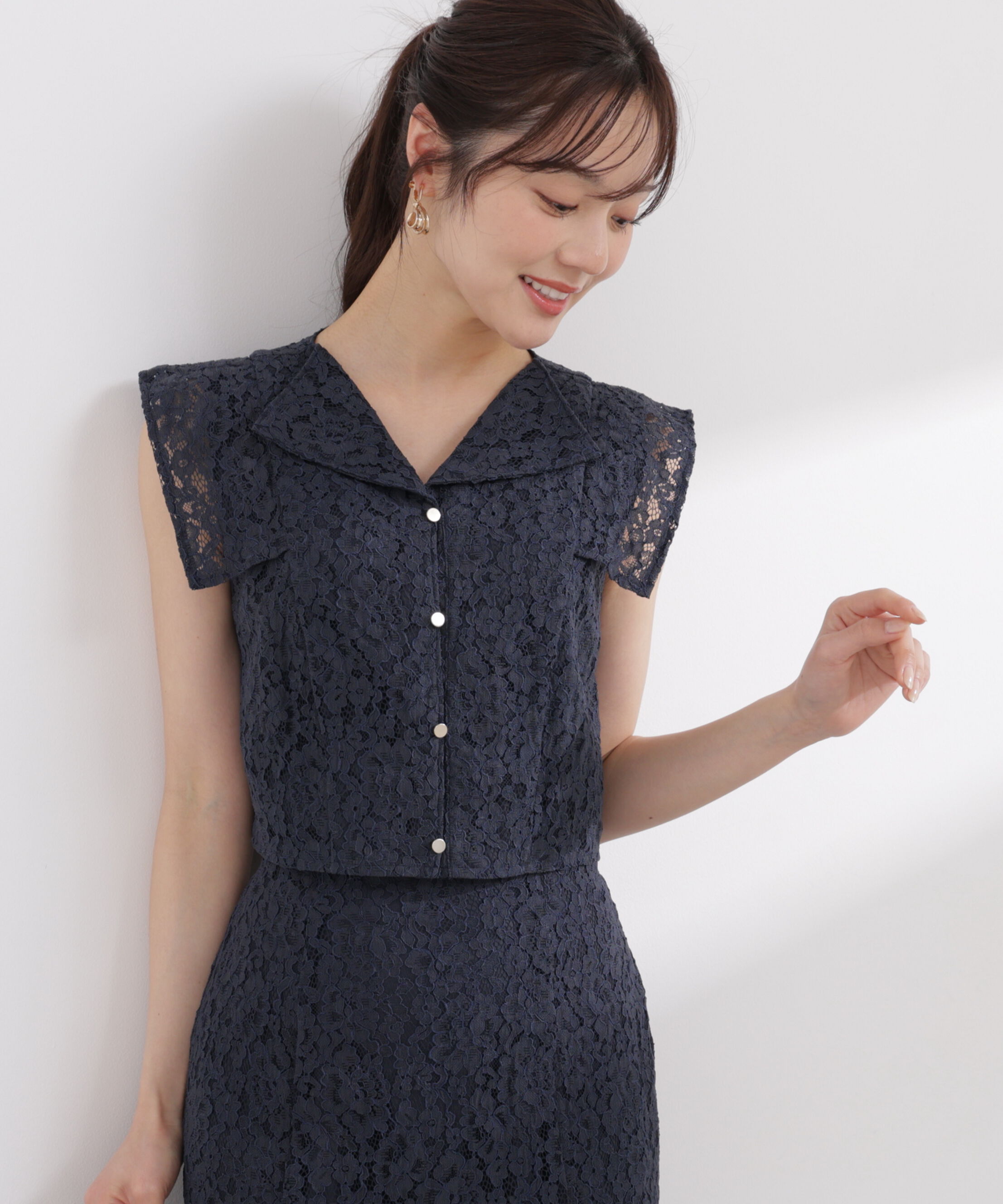 PROPORTION BODY DRESSING「衿付きレースブラウス 26SS」|シャツ・ブラウス|