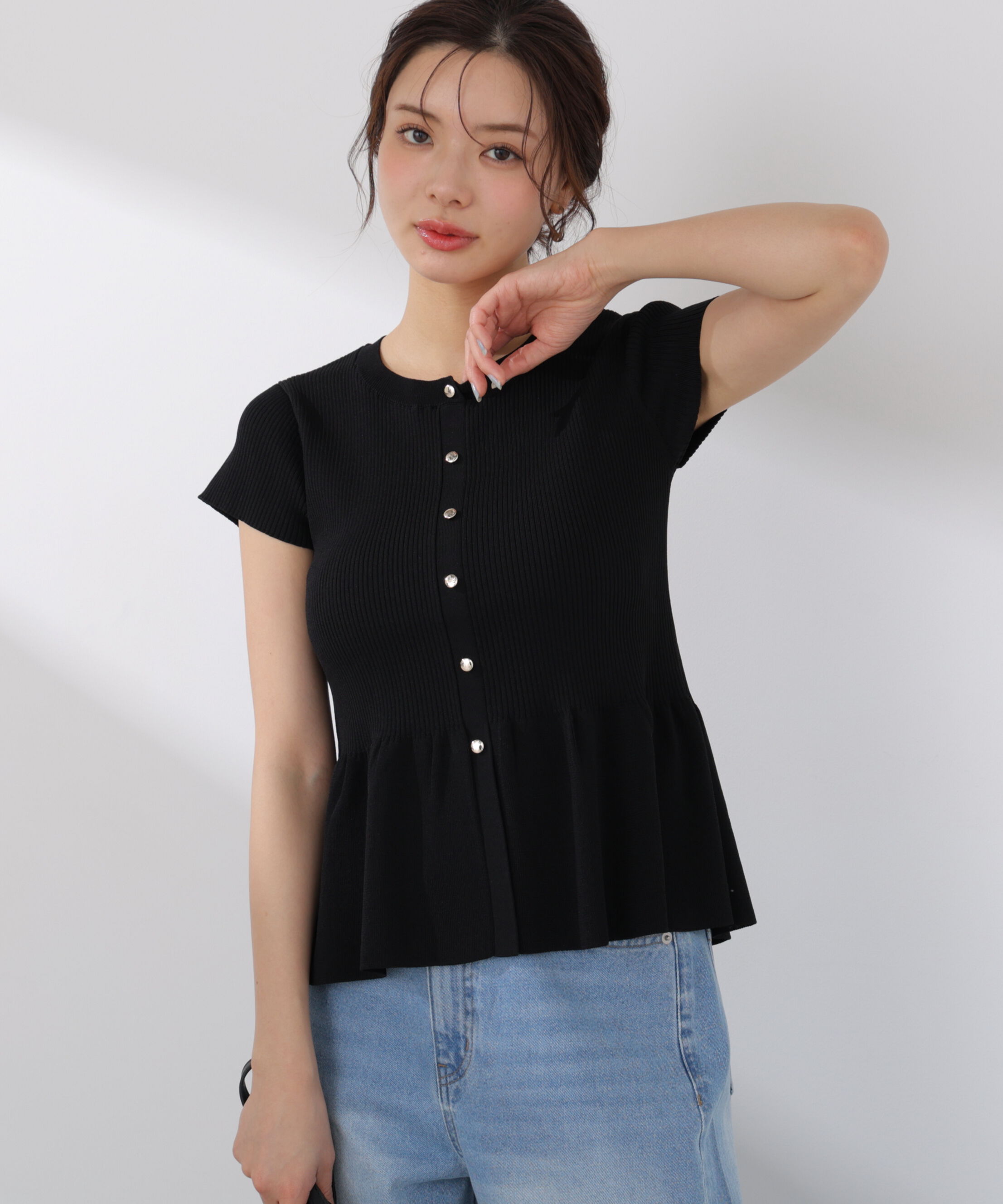 PROPORTION BODY DRESSING「ショート丈リブペプラムニット 26SS」|ニット・セーター|