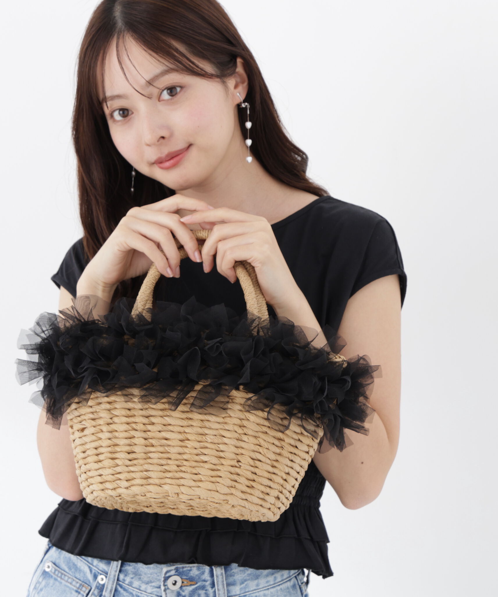 PROPORTION BODY DRESSING「＜青島心さん着用＞チュールフリルかごバッグ」|その他|ブラック