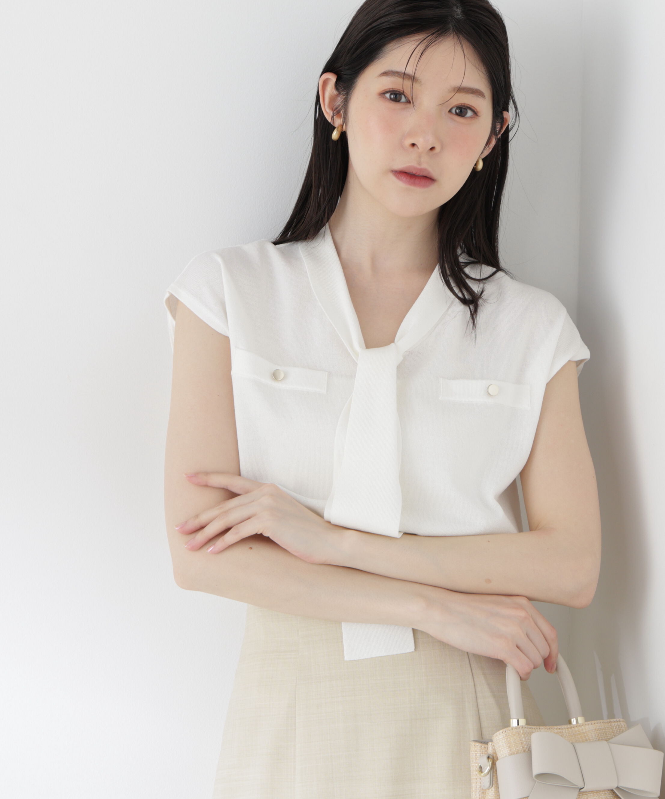 PROPORTION BODY DRESSING「＜中川紅葉さん着用＞Vネックタイ付きニット」|ニット・セーター|