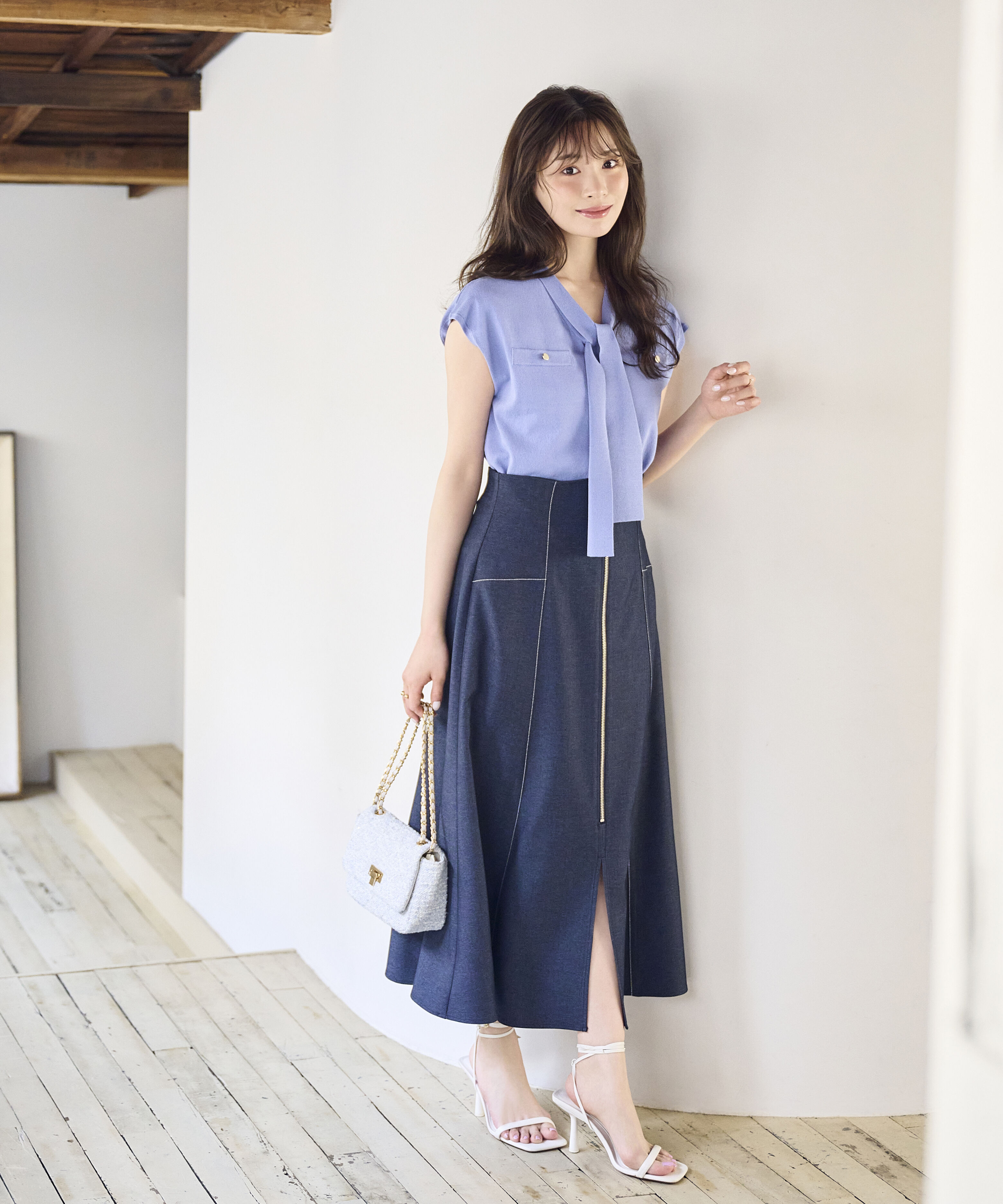 PROPORTION BODY DRESSING「＜中川紅葉さん着用＞Vネックタイ付きニット」|ニット・セーター|