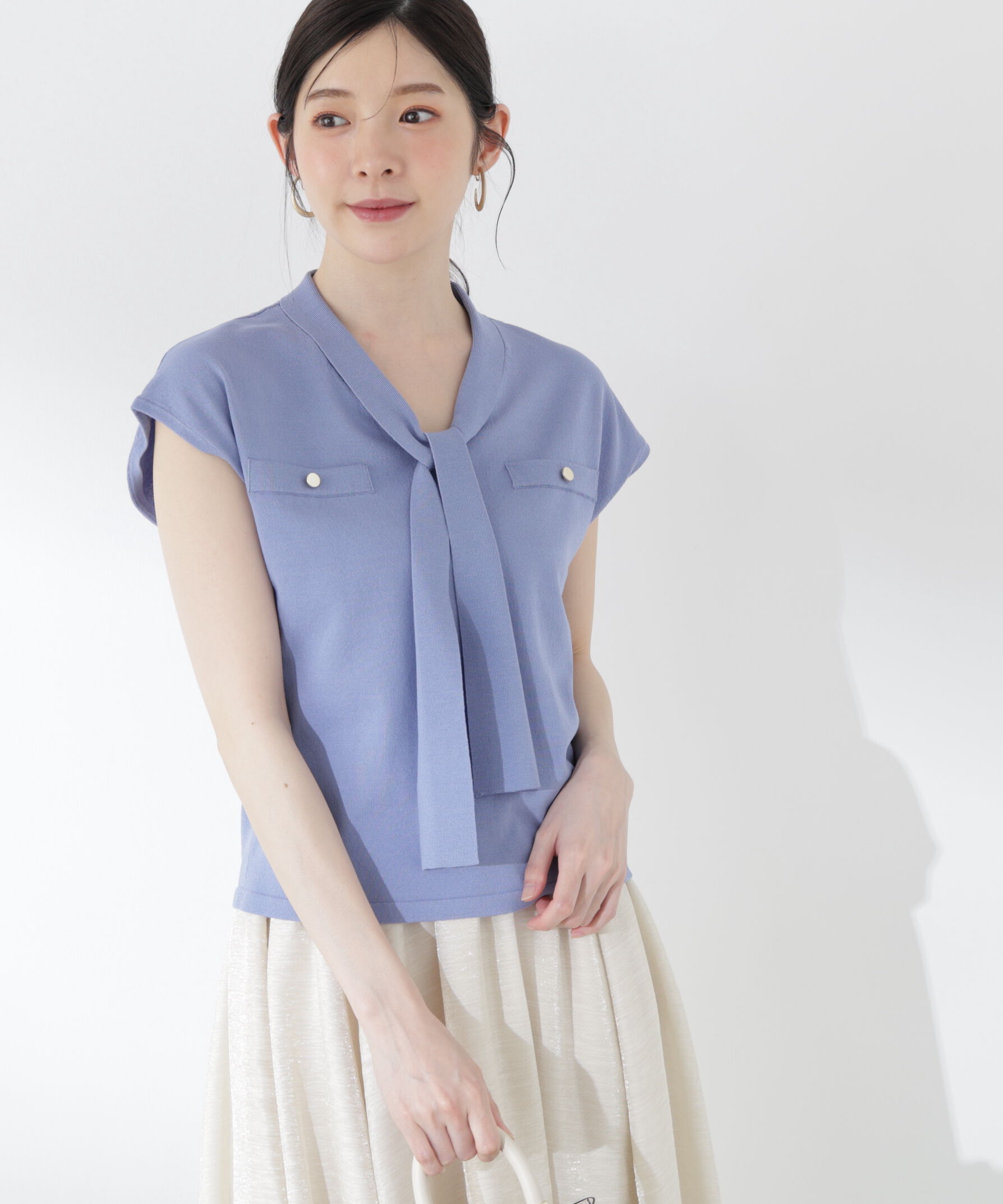 PROPORTION BODY DRESSING「＜中川紅葉さん着用＞Vネックタイ付きニット」|ニット・セーター|