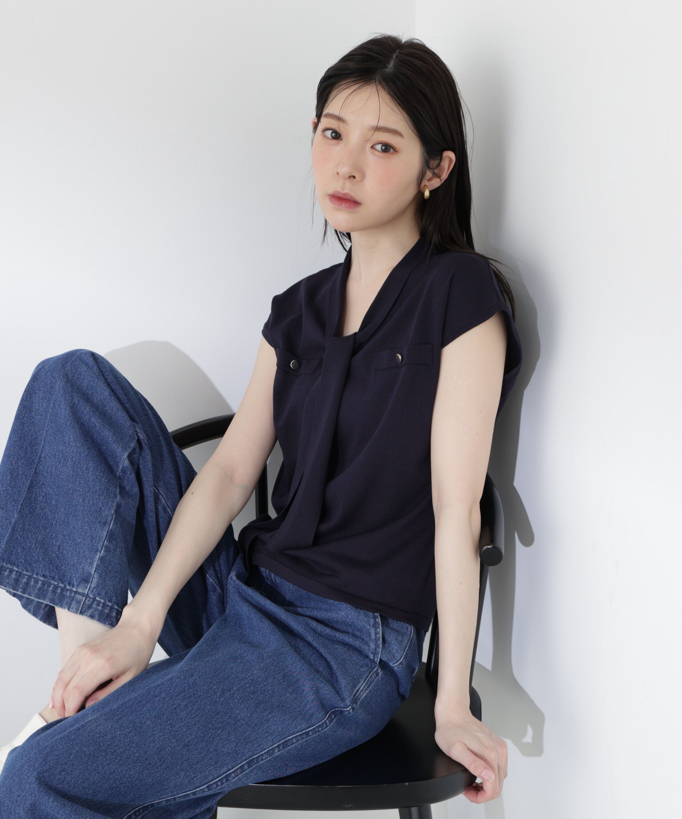 PROPORTION BODY DRESSING「＜中川紅葉さん着用＞Vネックタイ付きニット」|ニット・セーター|