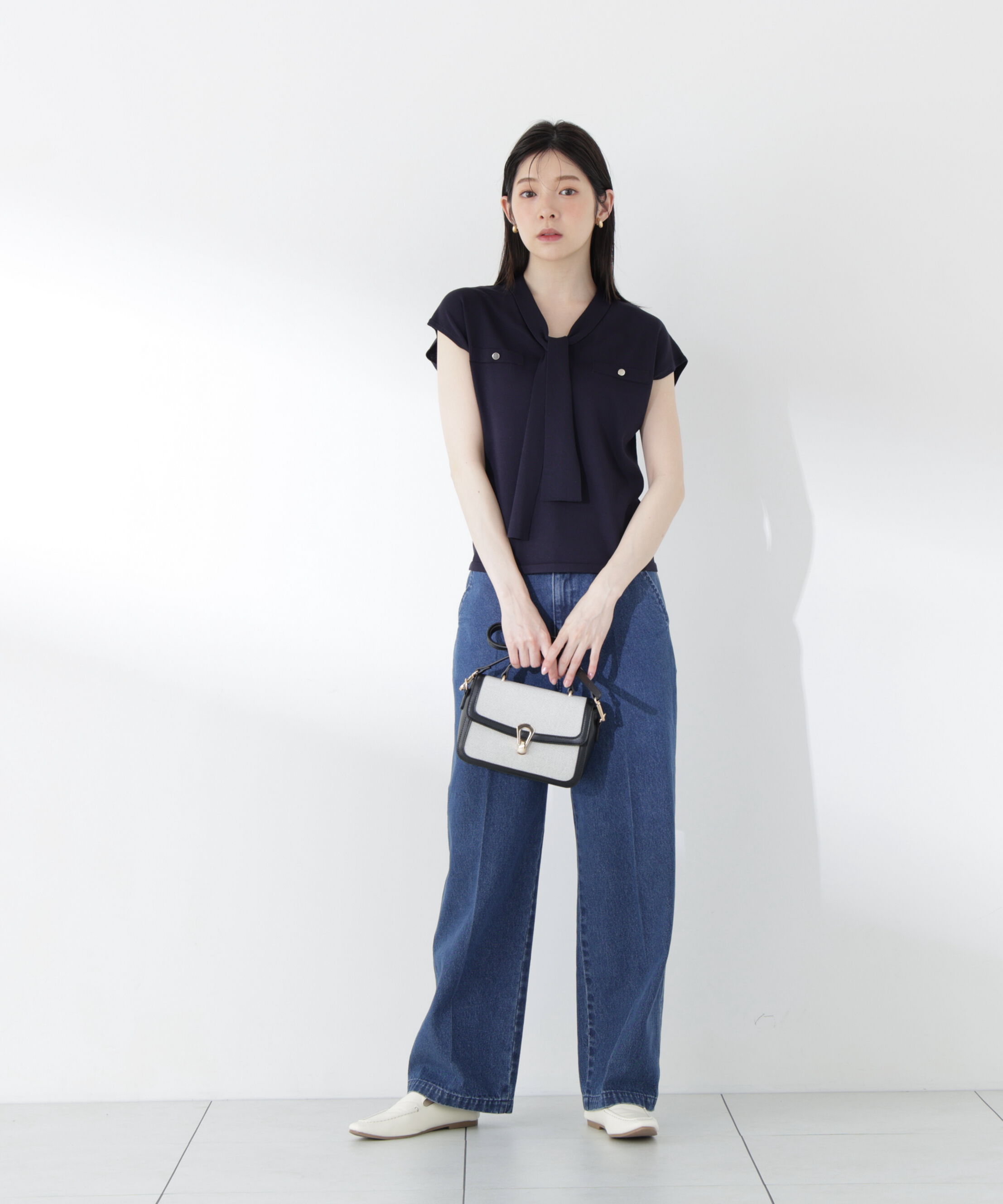 PROPORTION BODY DRESSING「＜中川紅葉さん着用＞Vネックタイ付きニット」|ニット・セーター|