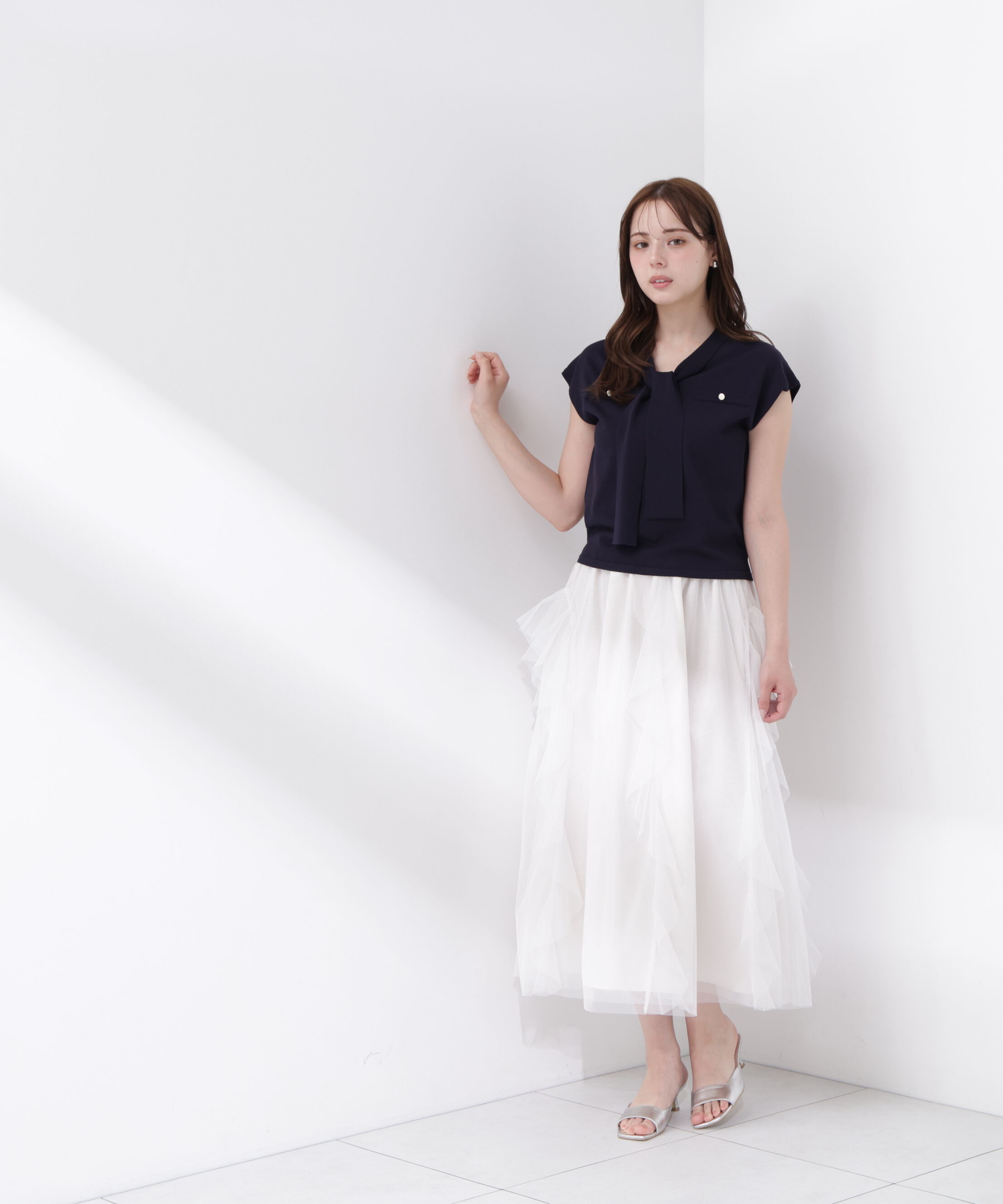 PROPORTION BODY DRESSING「＜中川紅葉さん着用＞Vネックタイ付きニット」|ニット・セーター|