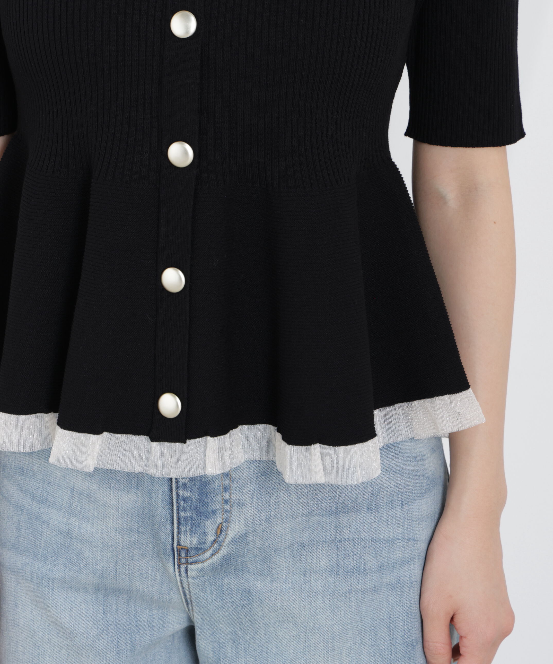 PROPORTION BODY DRESSING「＜一部追加生産予約＞部分シアーペプラムニット」|ニット・セーター|