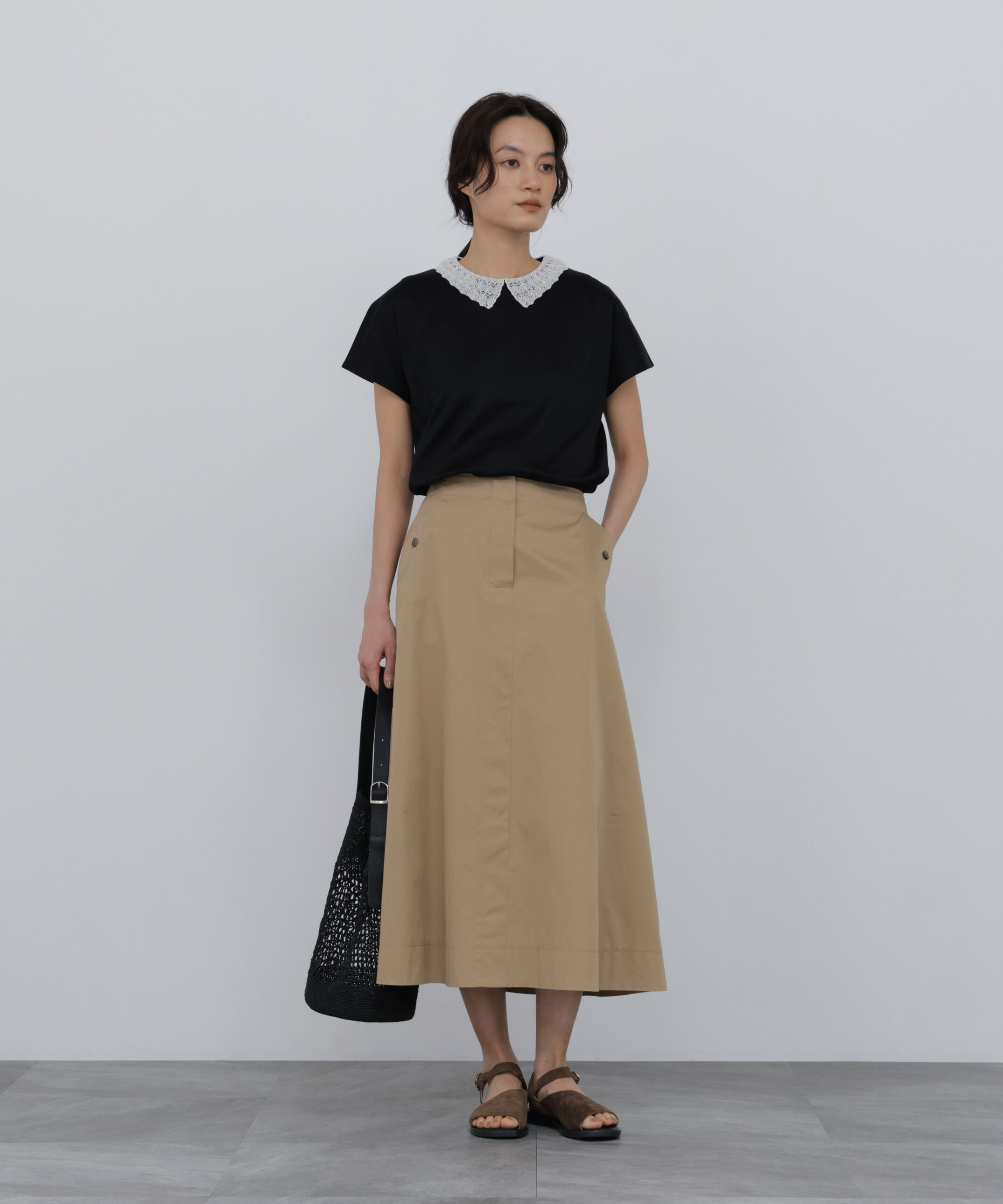  「《大人気追加生産》レース衿スムースＴシャツ」|Tシャツ・カットソー|
