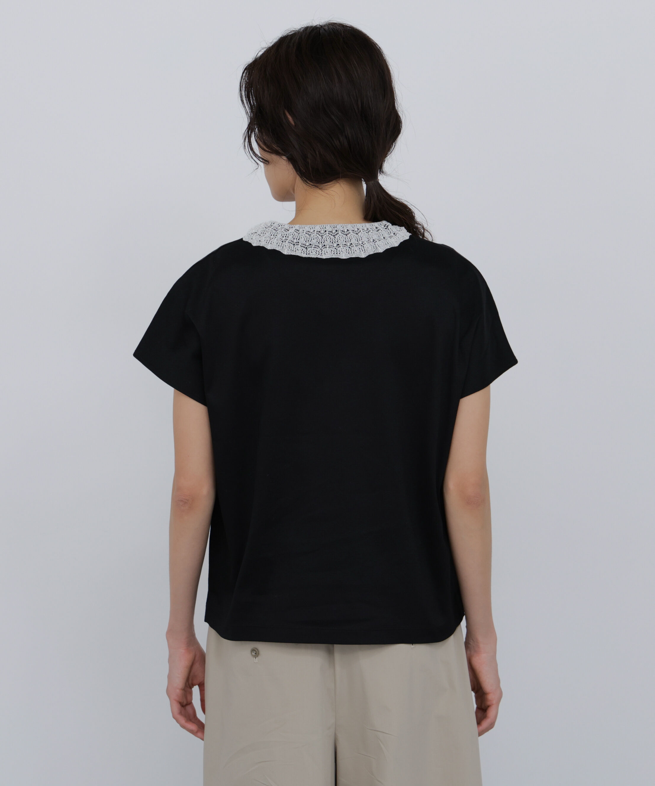  「《大人気追加生産》レース衿スムースＴシャツ」|Tシャツ・カットソー|