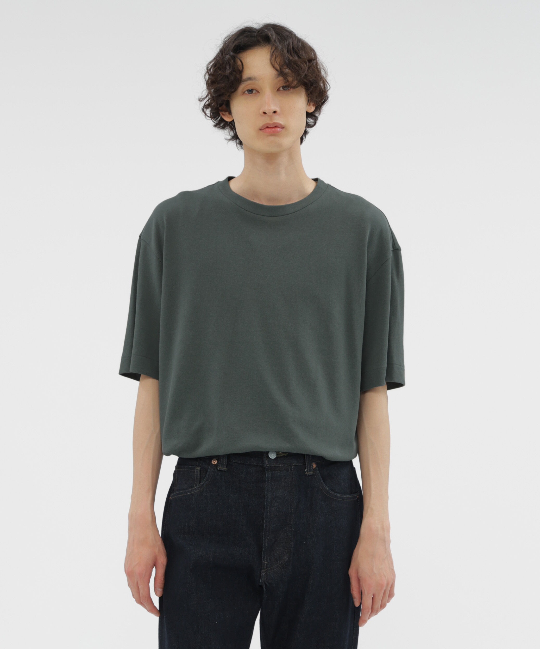 MARGARET HOWELL「COTTON LINEN PIQUE TOP」|Tシャツ・カットソー|DARK GREEN3