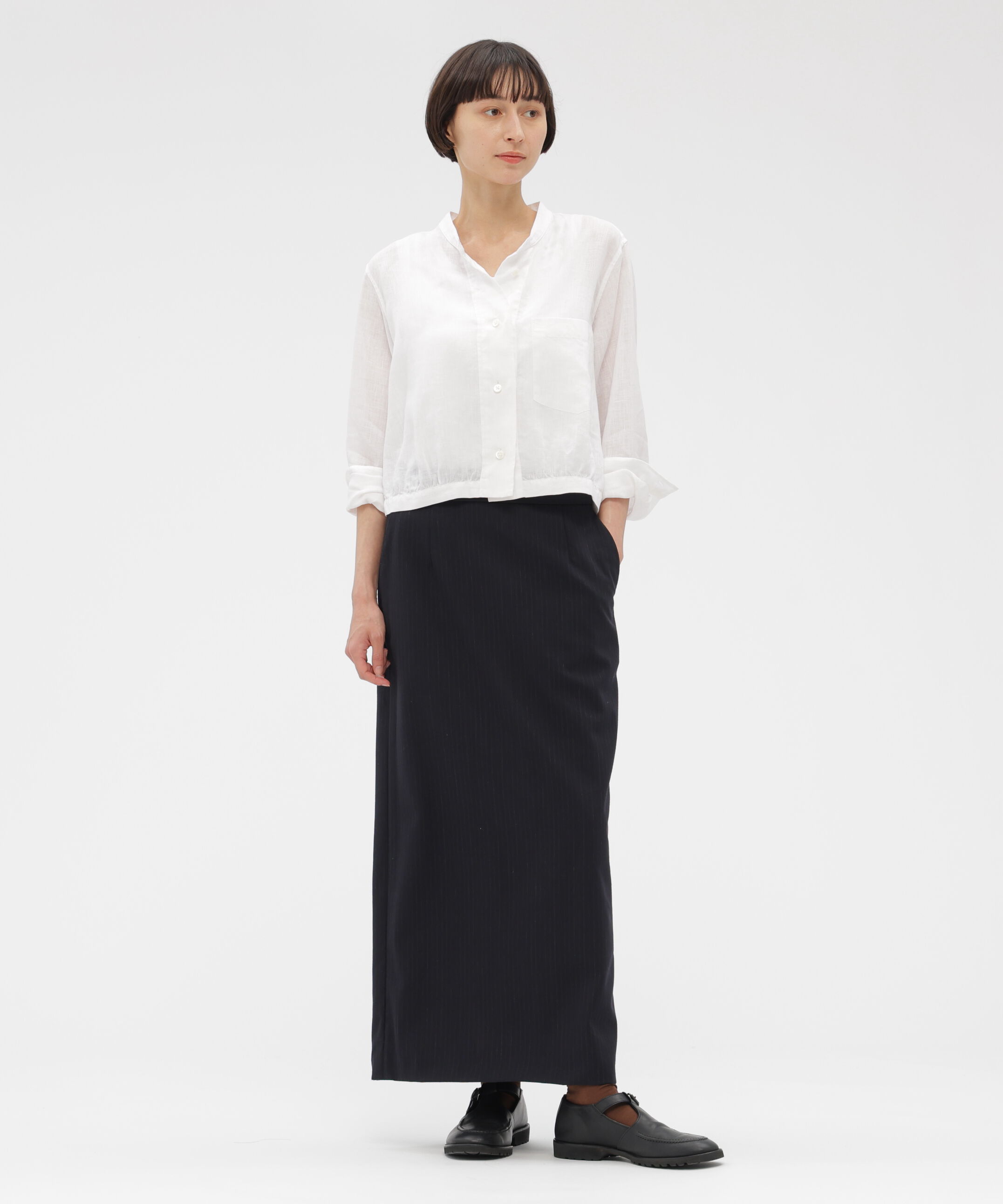  「SUBTLE STRIPE WOOL SKIRT」|スカート|