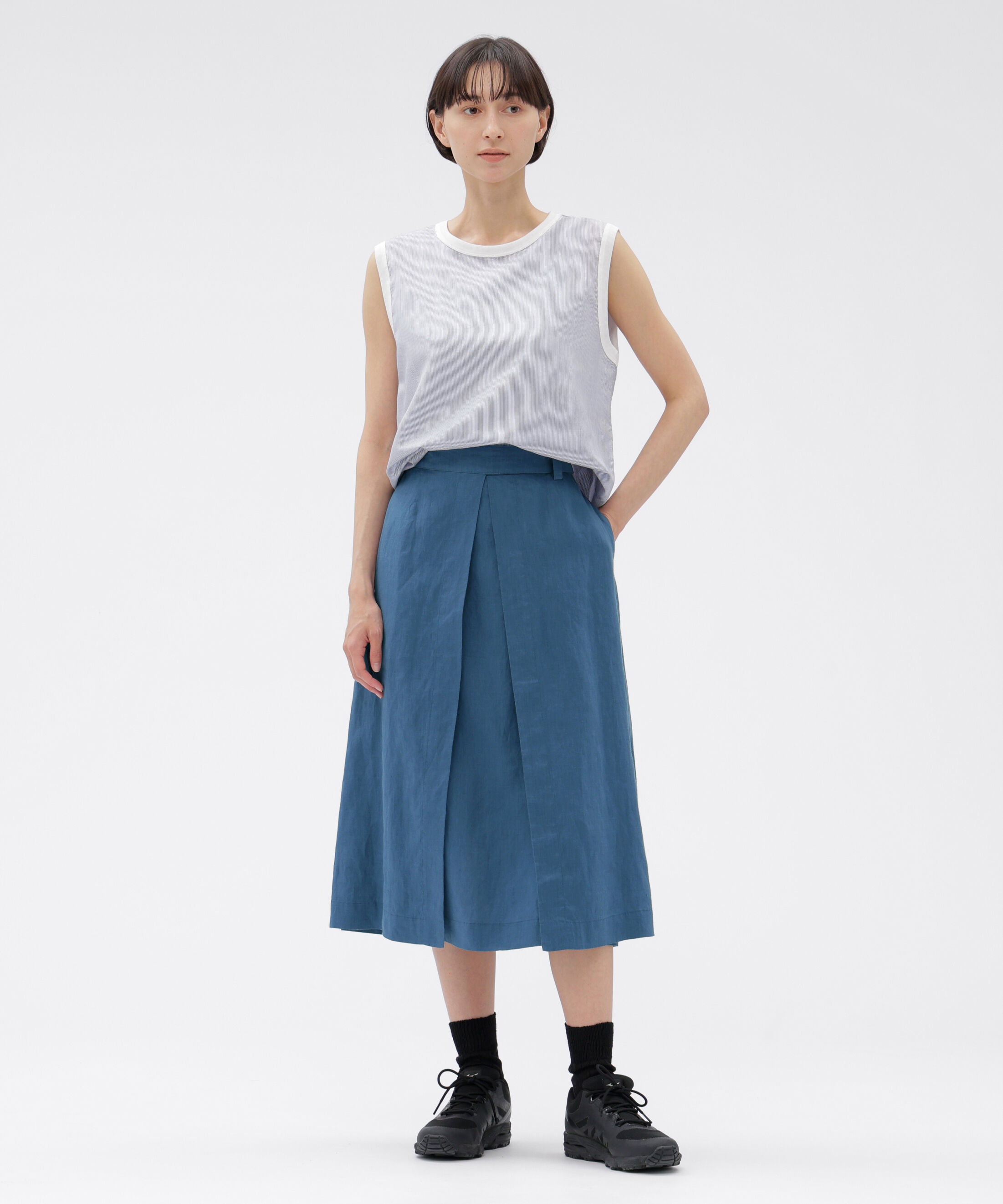 「LIGHTWEIGHT LINEN SKIRT」|スカート|BLUE