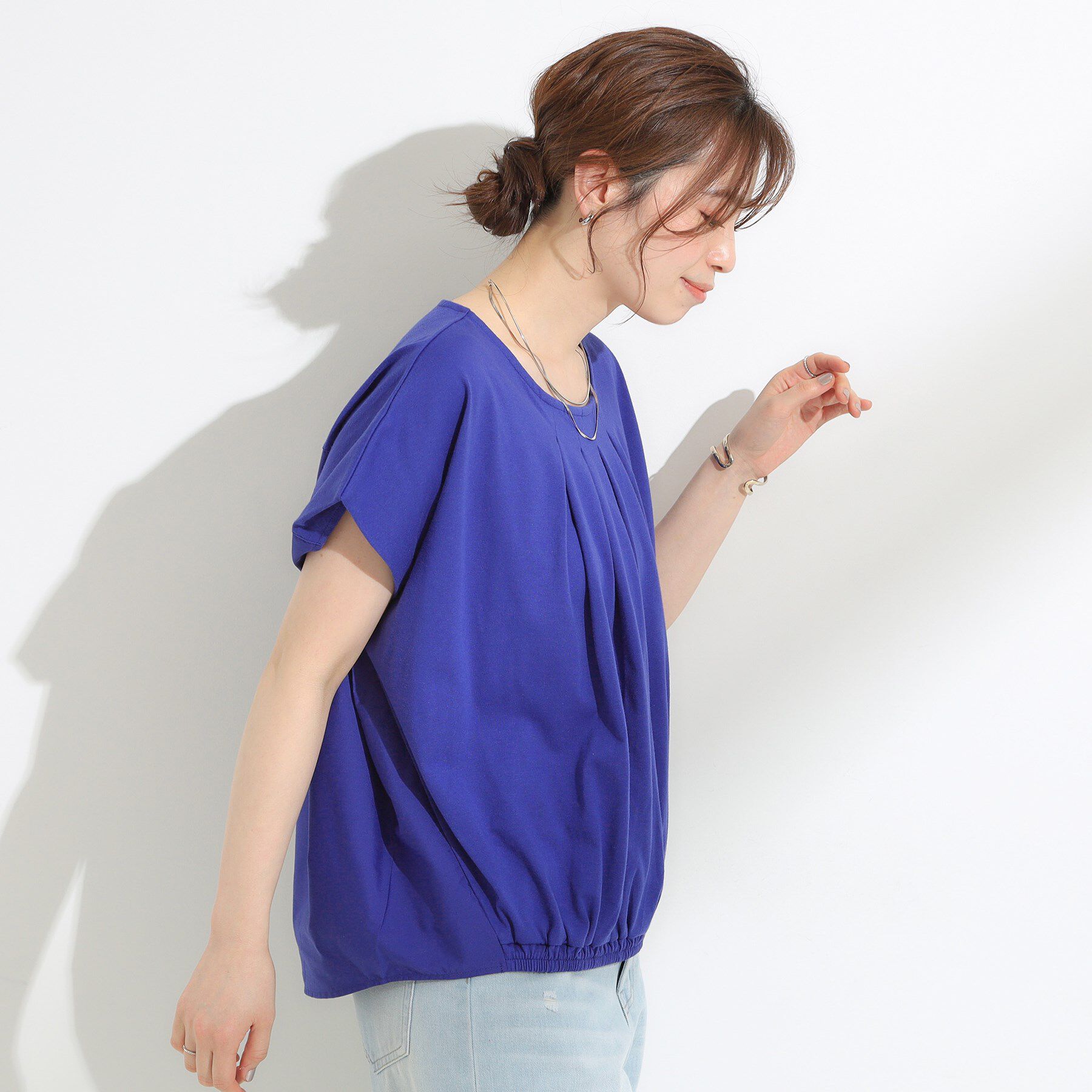 SHOO･LA･RUE「【S-LL】インせず着られる 異素材使い デザイントップス」|Tシャツ・カットソー|