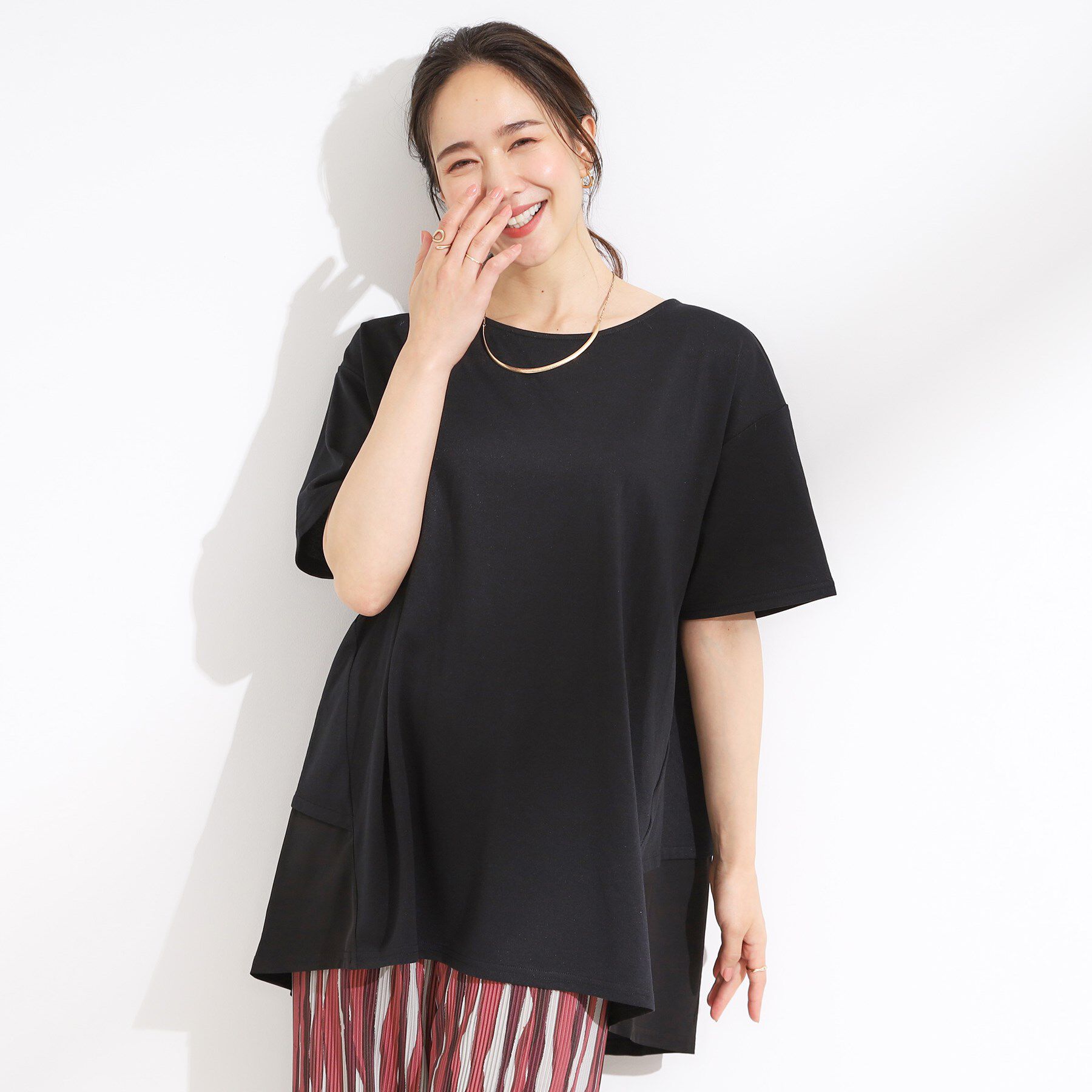 SHOO･LA･RUE「【S-LL/UV/吸水速乾】きれいに体型カバー Aライン チュニックワンピース」|チュニック|