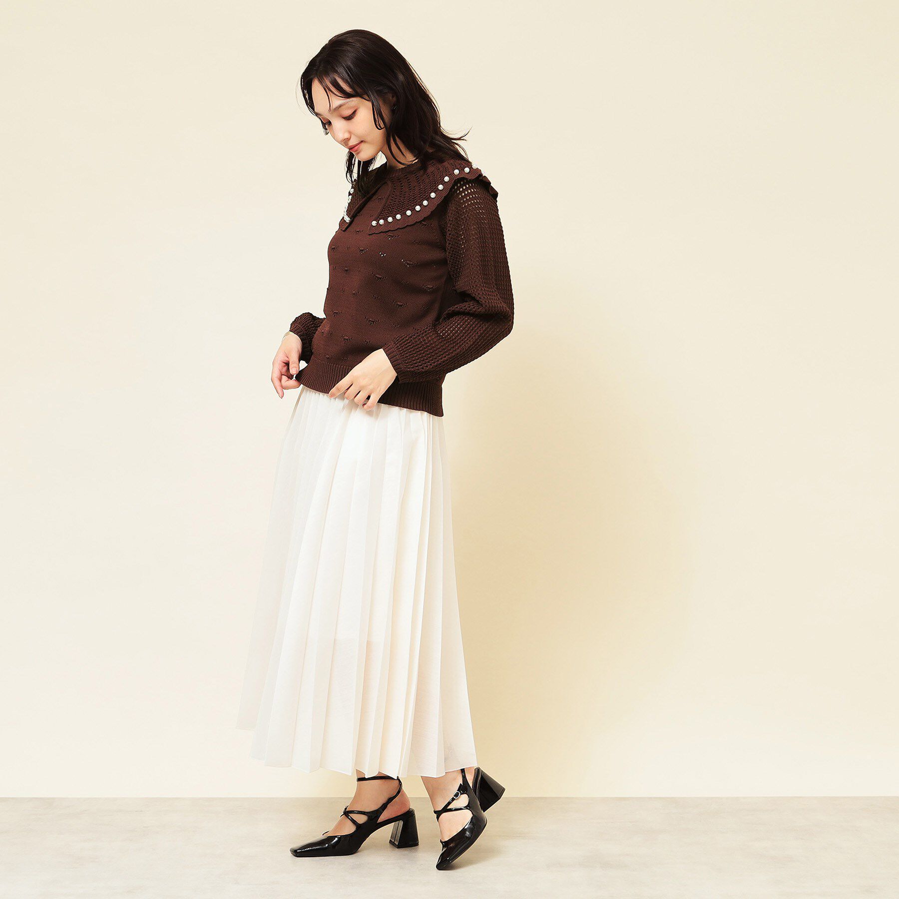 SunaUna「透かしパール調ニット」|ニット・セーター|