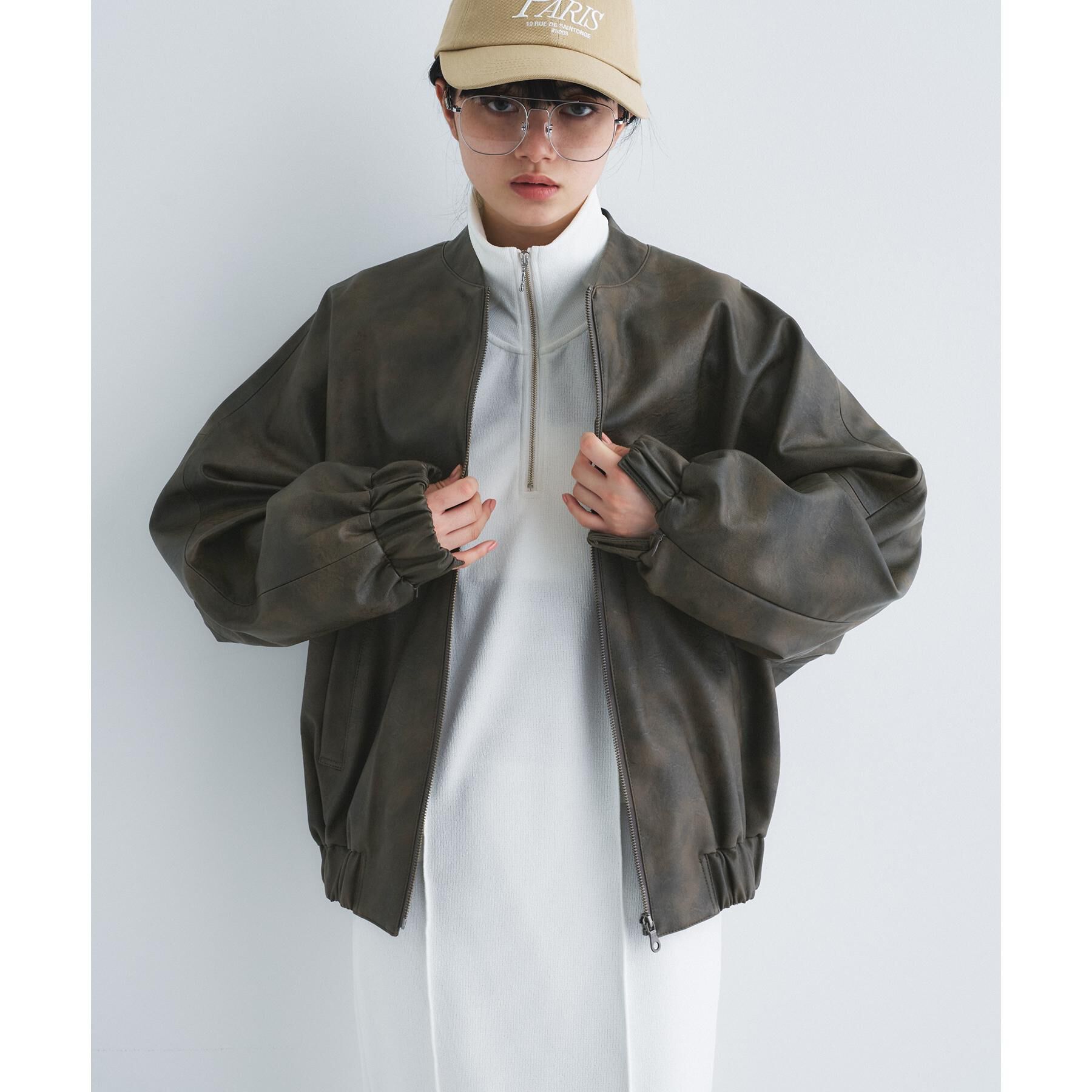 CODE A「【Re】grain zip over blouson」|ブルゾン・スタジャン|ブラウン(043)