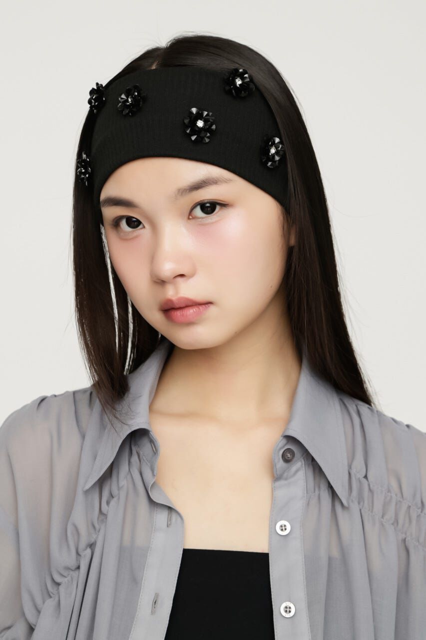 SLY「FLOWER SPARKLY HAIR BAND」|その他|BLK