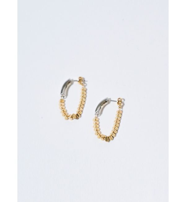 ELENDEEK「METAL BEADS HOOP PIERCE」|ピアス|ゴールド