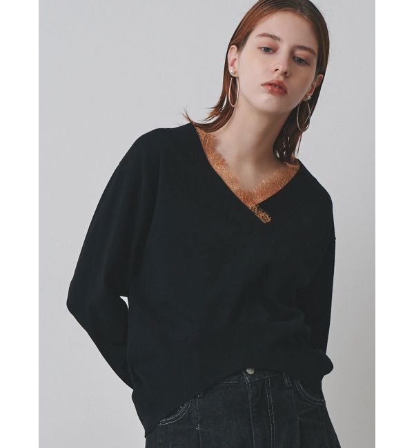 ELENDEEK「LACE TRIMMING KT TOP」|ニット・セーター|