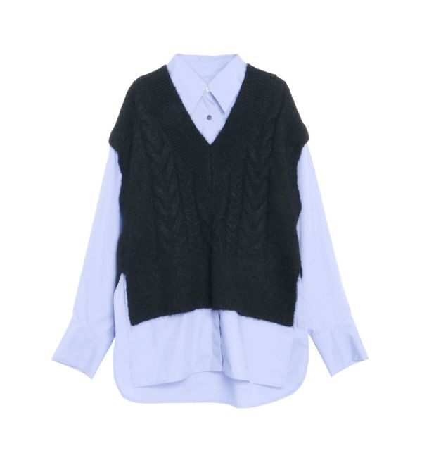 ELENDEEK「CABLE VEST DOCKING SH」|シャツ・ブラウス|